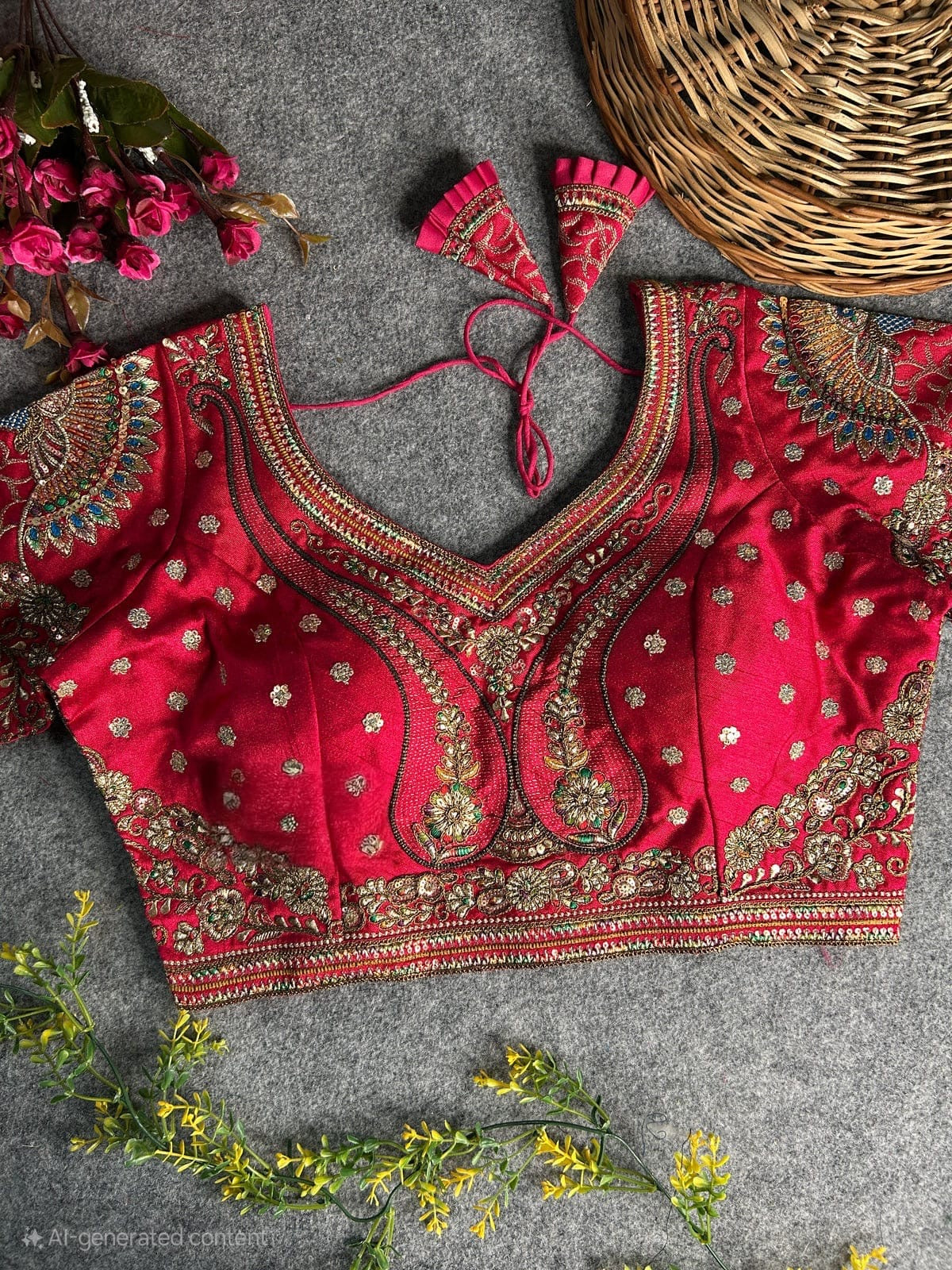 Luxury 3D Peacock Heavy Embroidered Bridal Blouse