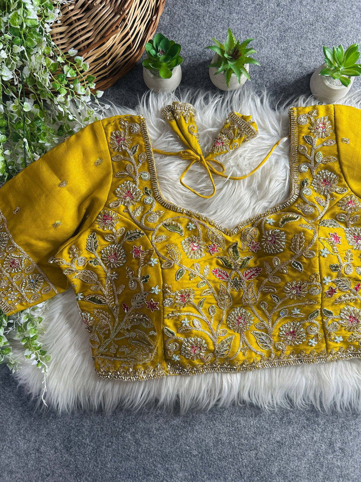 BEAUTIFUL HEAVY STARS & BEADS WORK BRIDAL BLOUSE