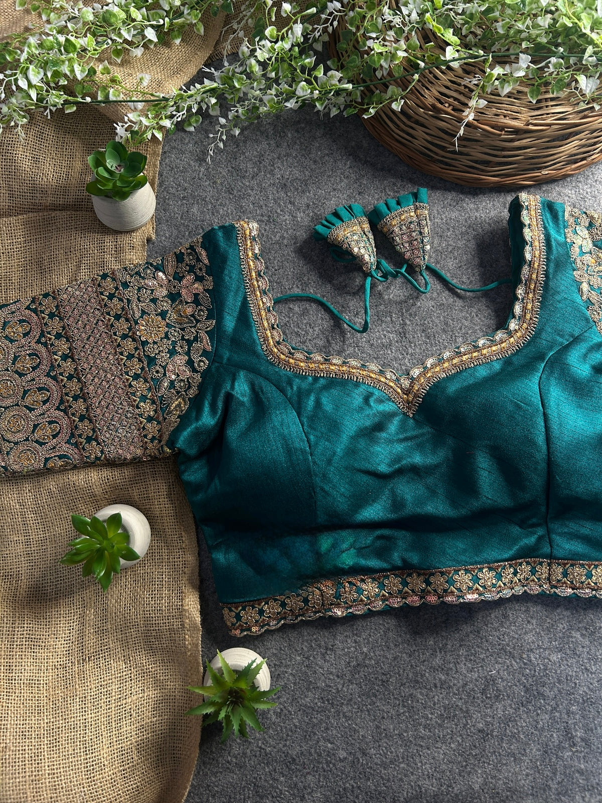 Beautiful Copper & Jari  Embroidery WoThe Blouse Studio