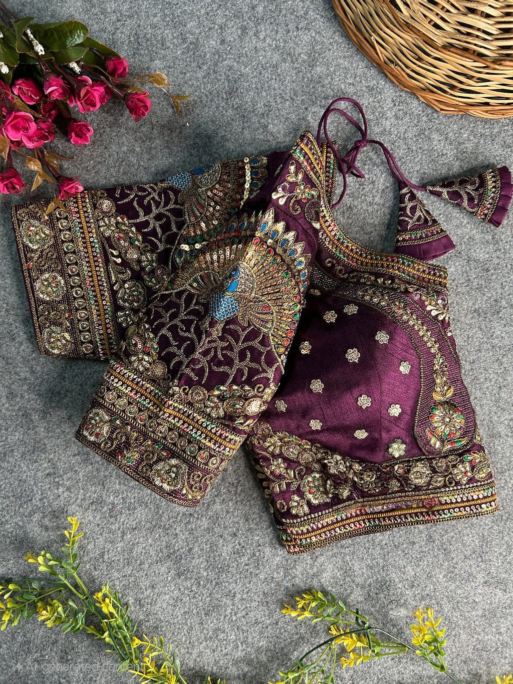 Luxury 3D Peacock Heavy Embroidered Bridal Blouse