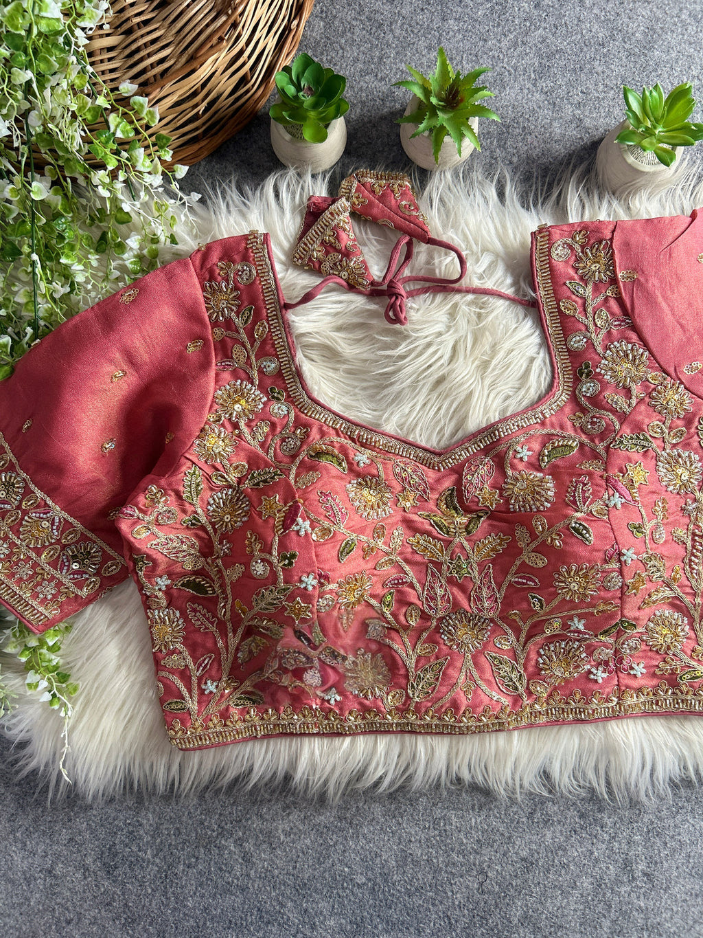 BEAUTIFUL HEAVY STARS & BEADS WORK BRIDAL BLOUSE