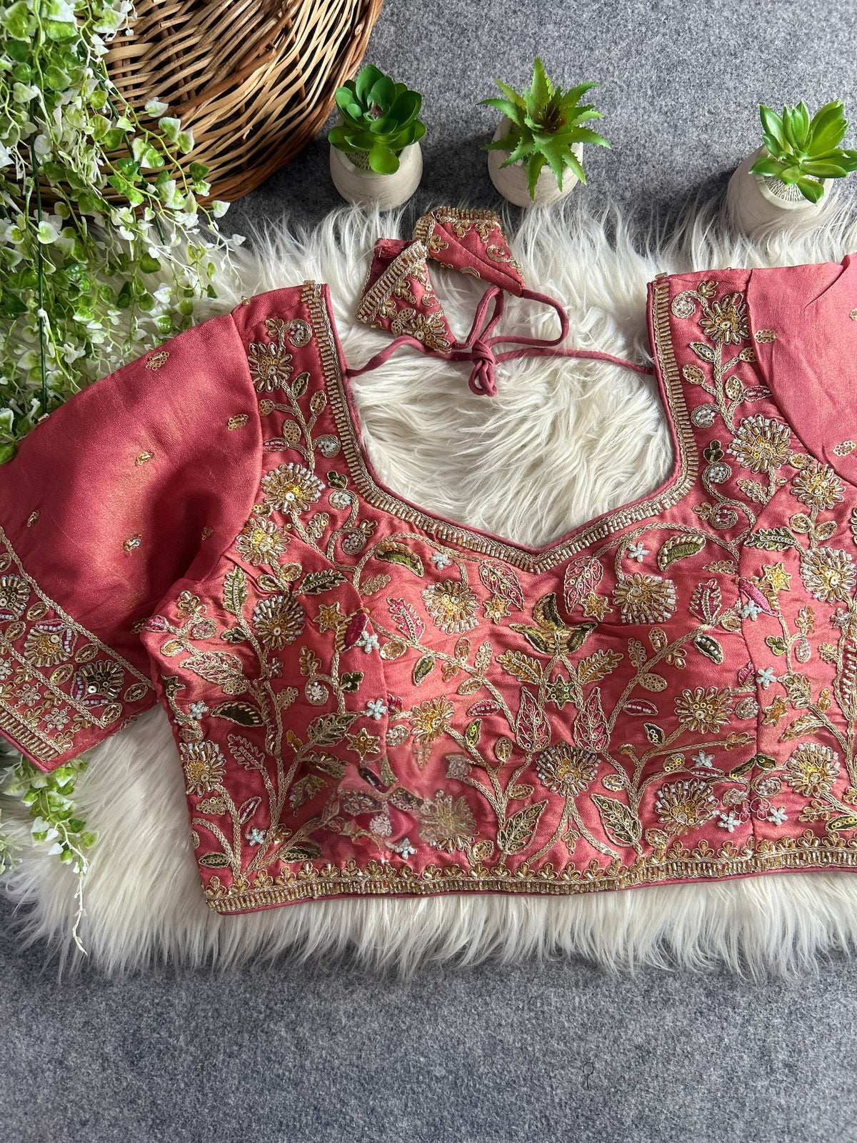 BEAUTIFUL HEAVY STARS & BEADS WORK BRIDAL BLOUSE