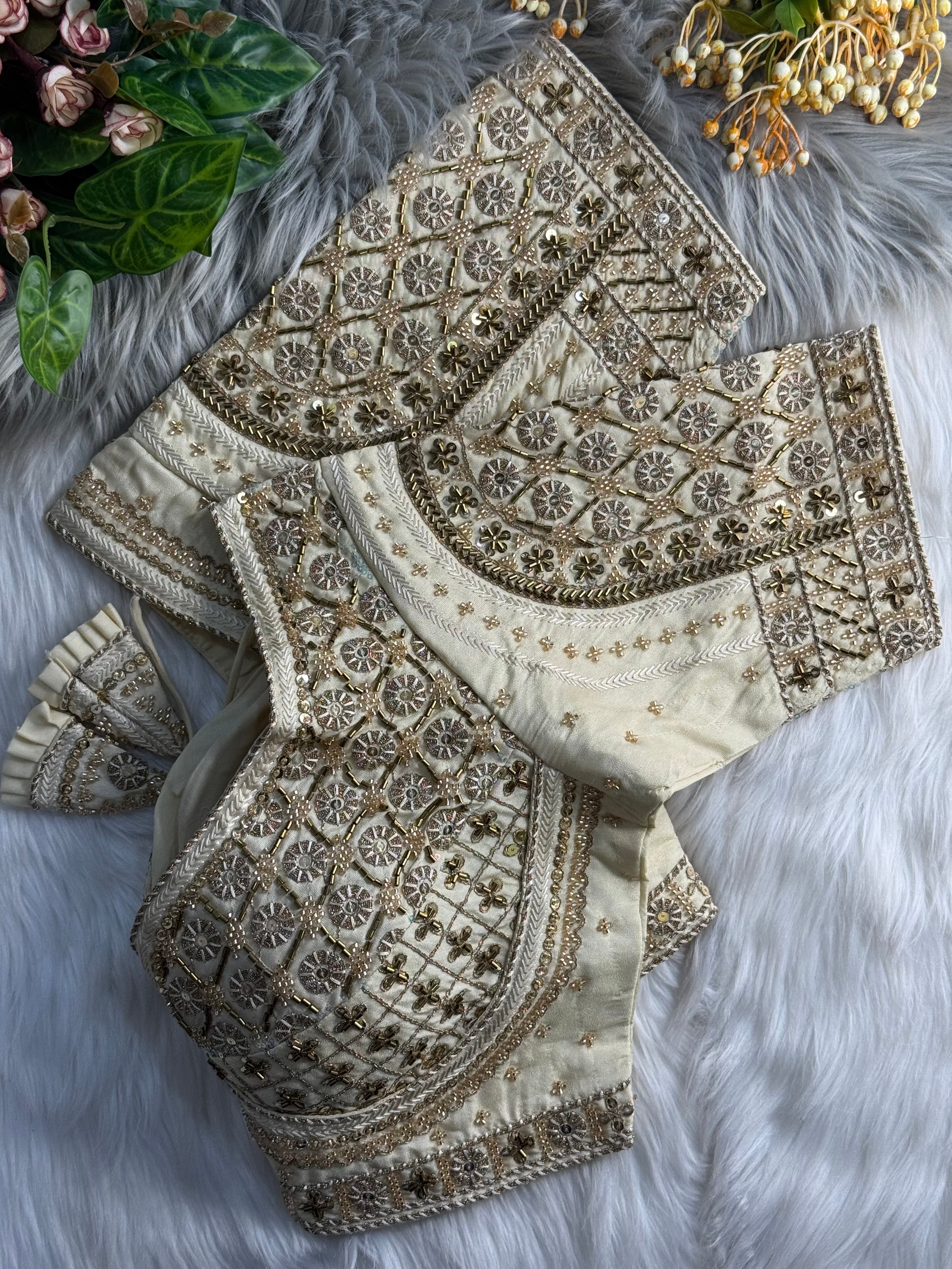 BEAUTIFUL HEAVY STARS & BEADS COPPER MATCHING WORK BRIDAL BLOUSE