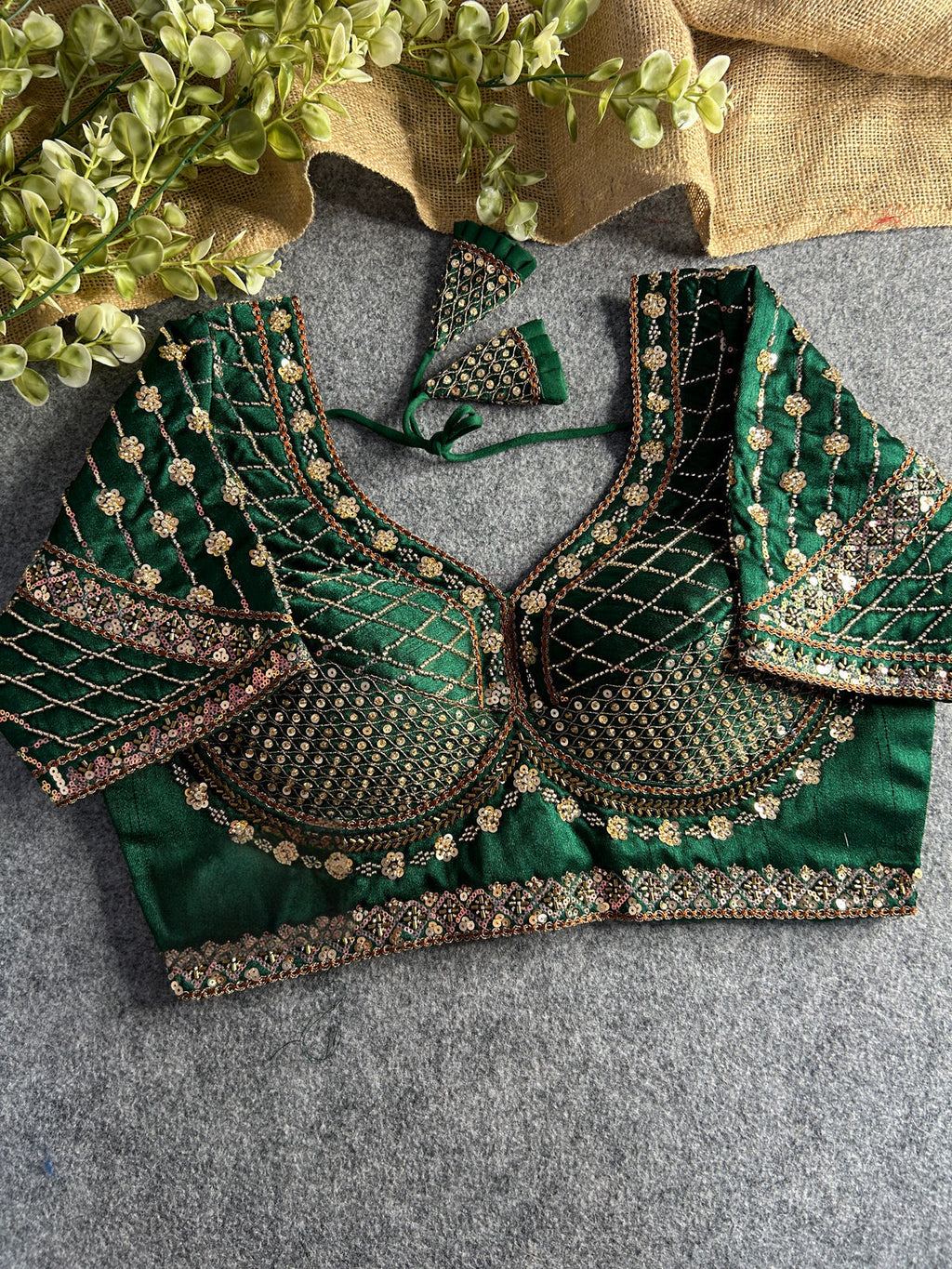 SABYASACHI INSPIRED BRIDAL BLOUSE BEAUTIFUL HEAVY STARS & BEADS WORK