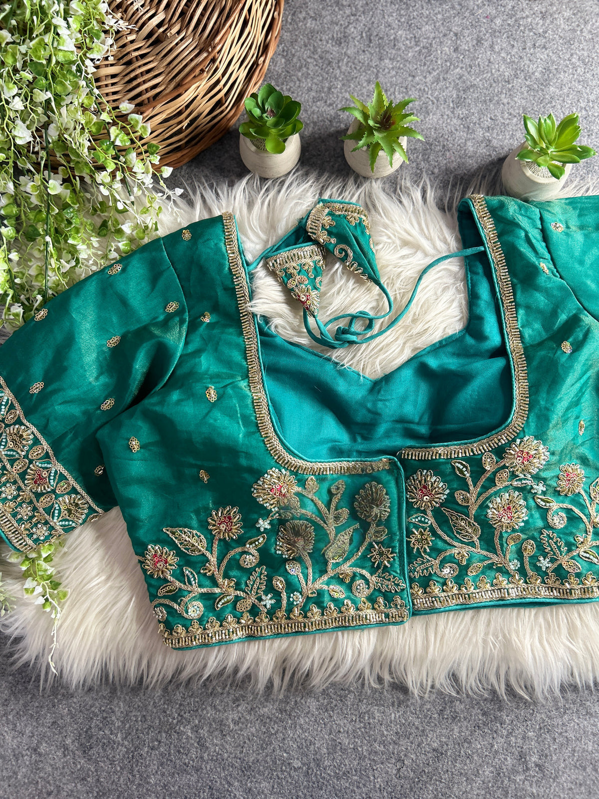 BEAUTIFUL HEAVY STARS & BEADS WORK BRIDAL BLOUSE