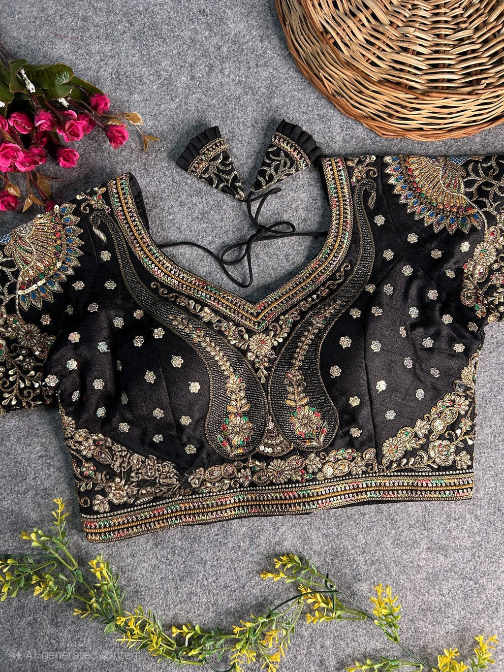 Luxury 3D Peacock Heavy Embroidered Bridal Blouse