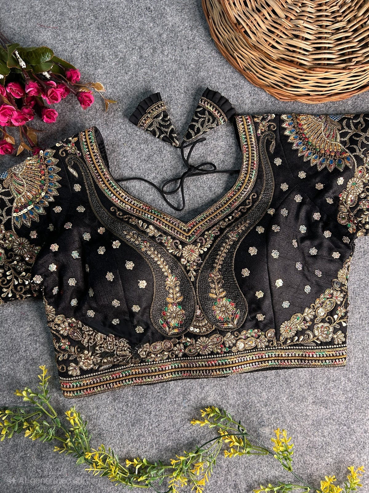 Luxury 3D Peacock Heavy Embroidered Bridal Blouse