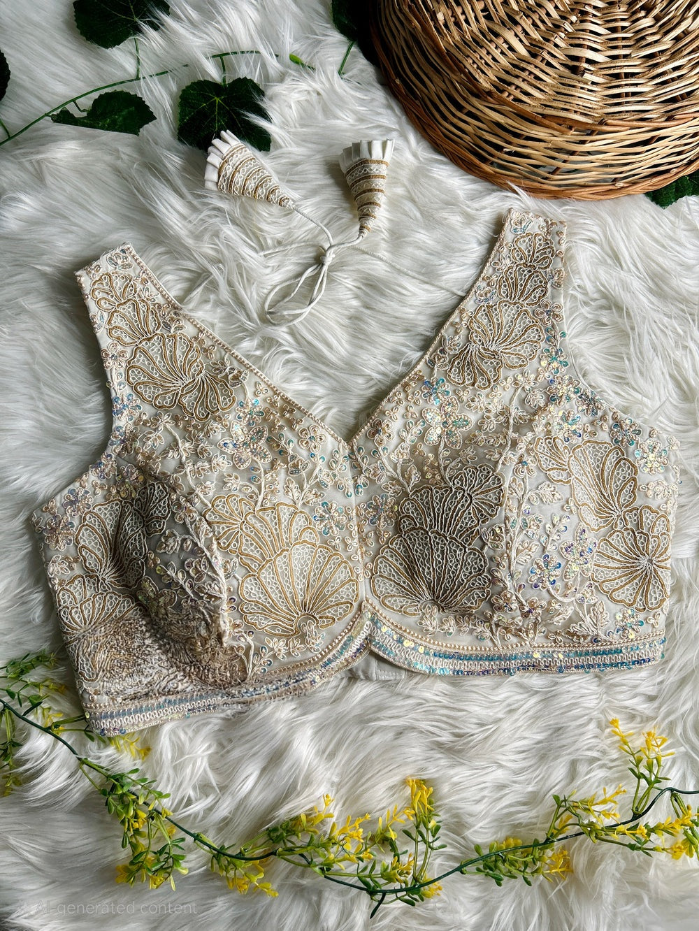 Antique Codding Work Apple Cut Blouse