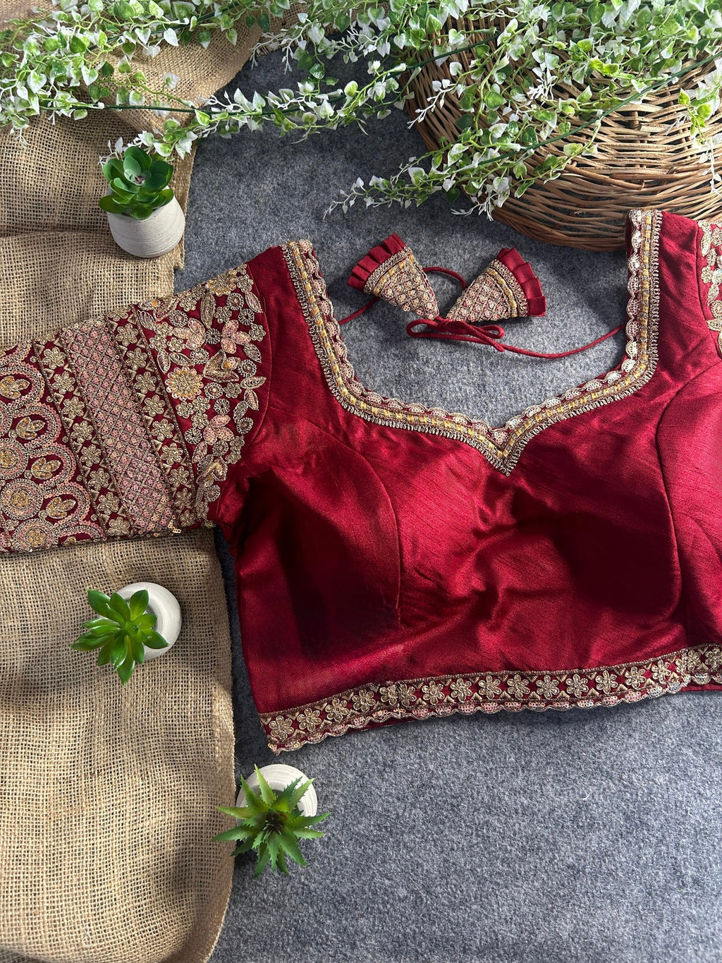 Beautiful Copper & Jari  Embroidery WoThe Blouse Studio