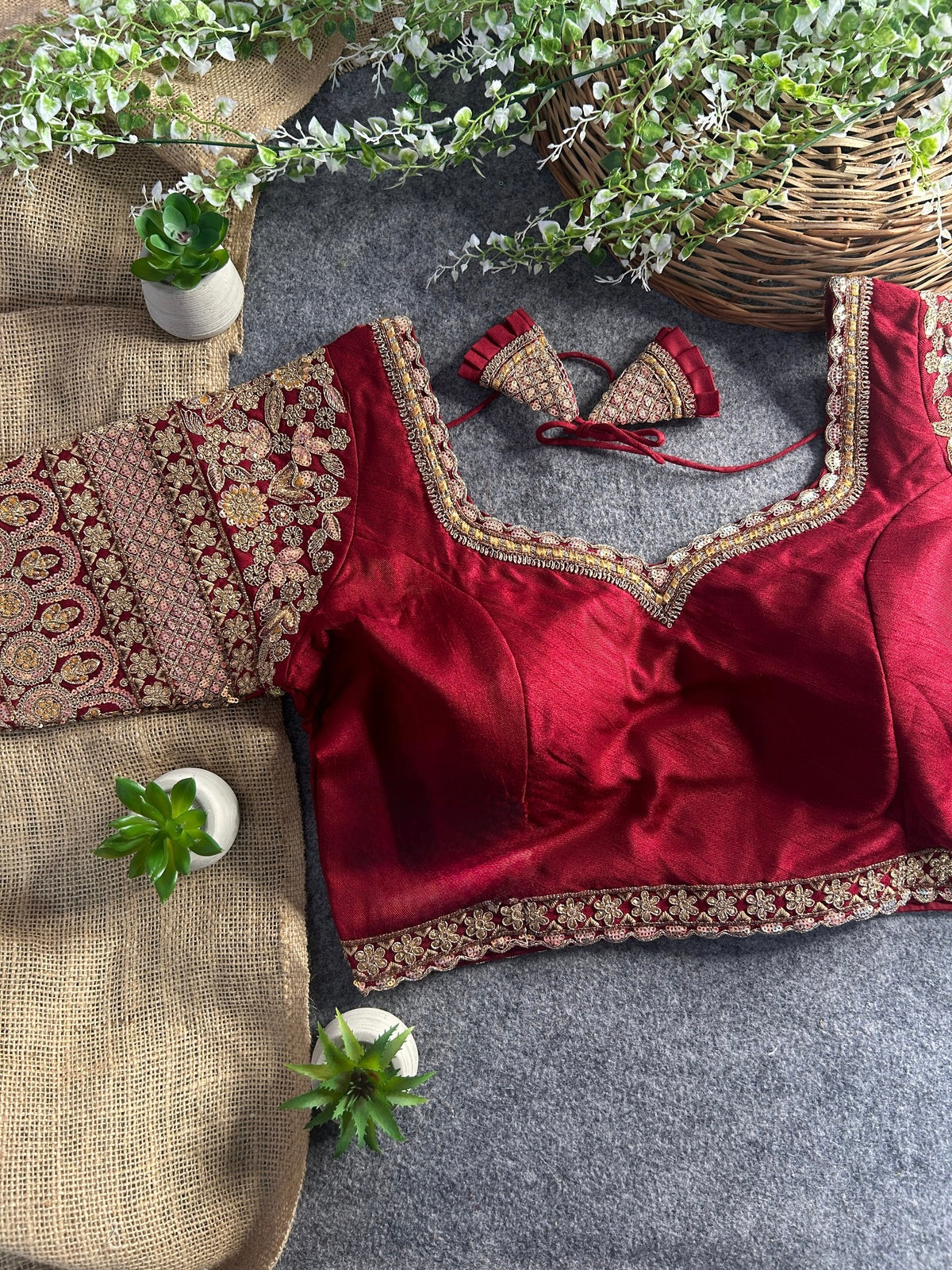Beautiful Copper & Jari  Embroidery WoThe Blouse Studio
