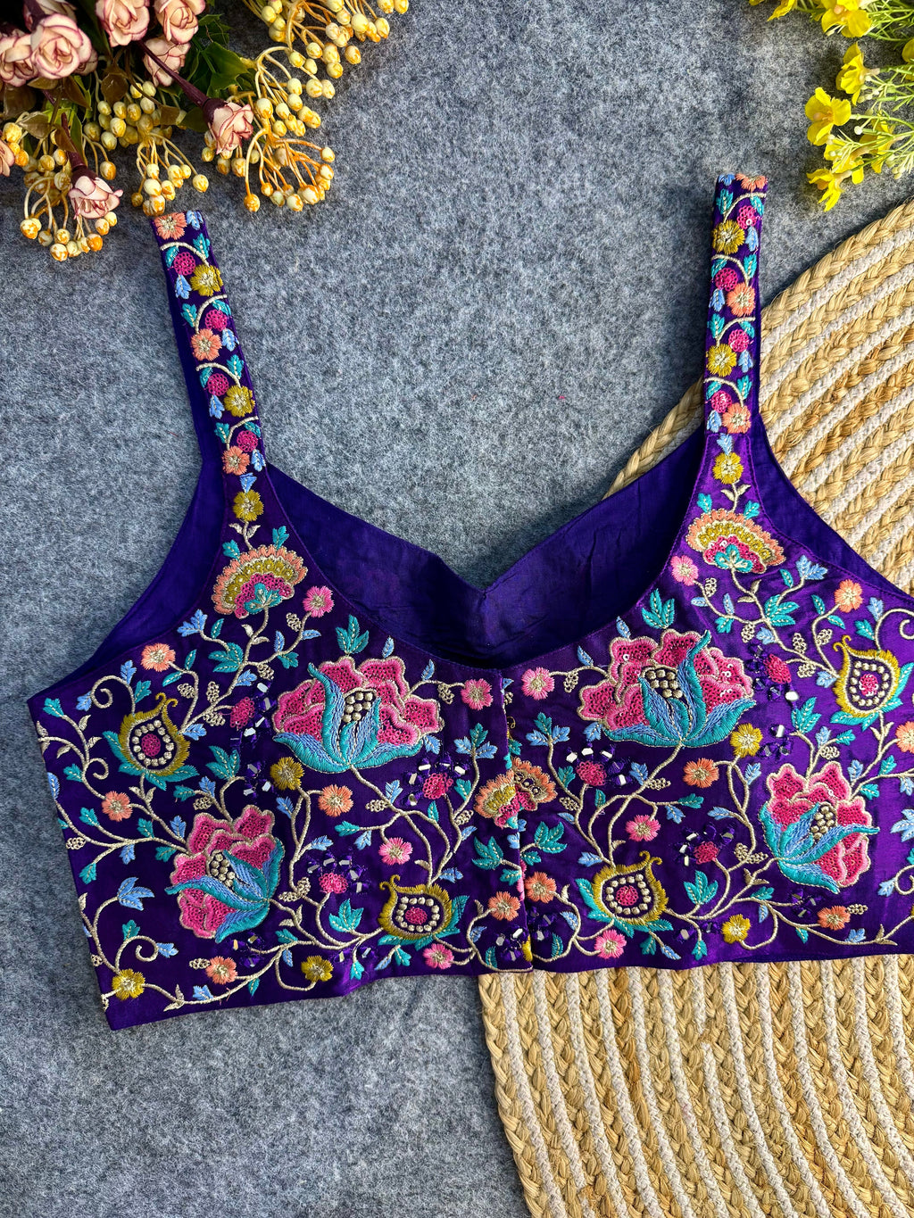 Multi Mirror Work Spaghetti Style Blouse