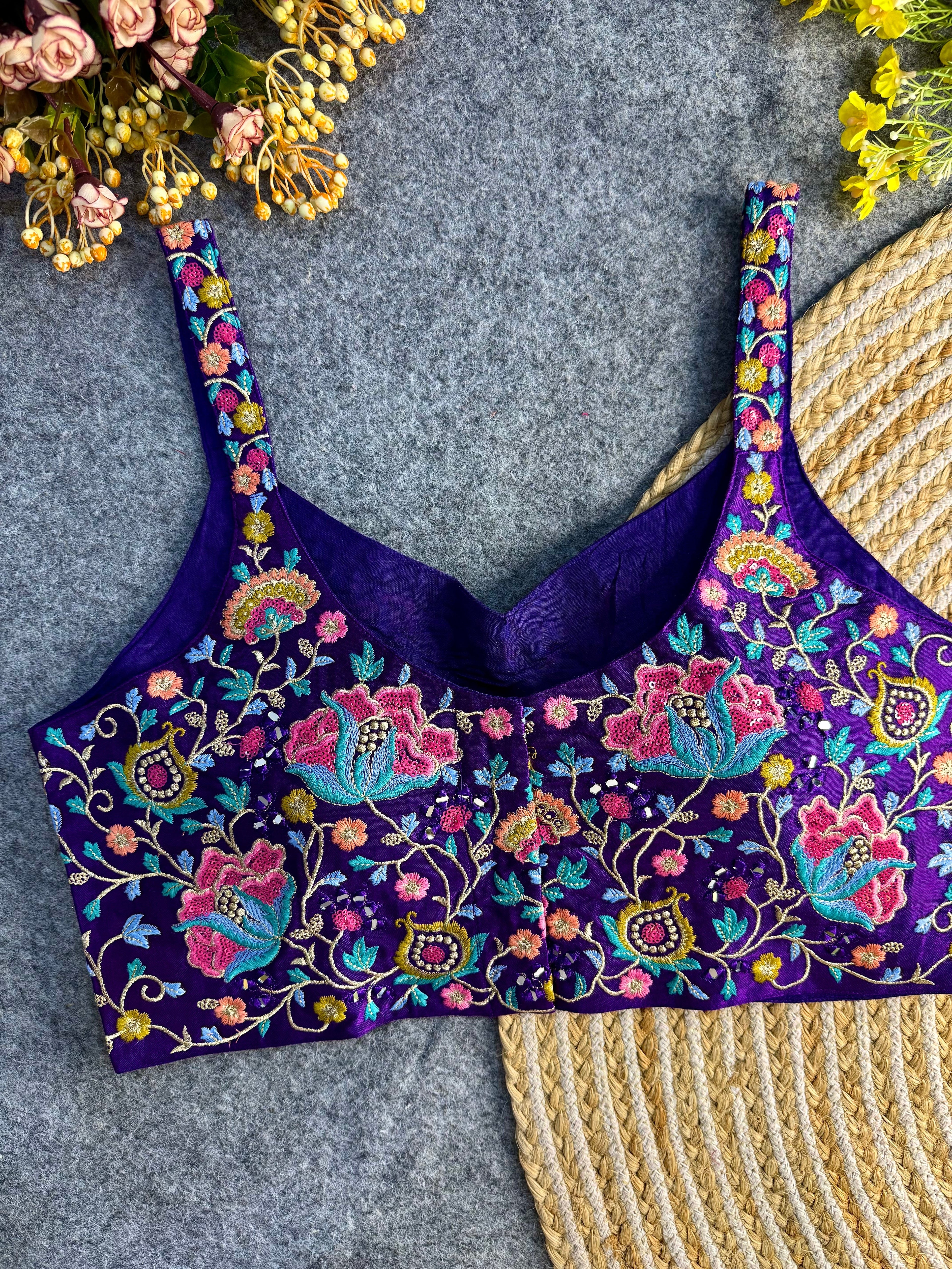 Multi Mirror Work Spaghetti Style Blouse