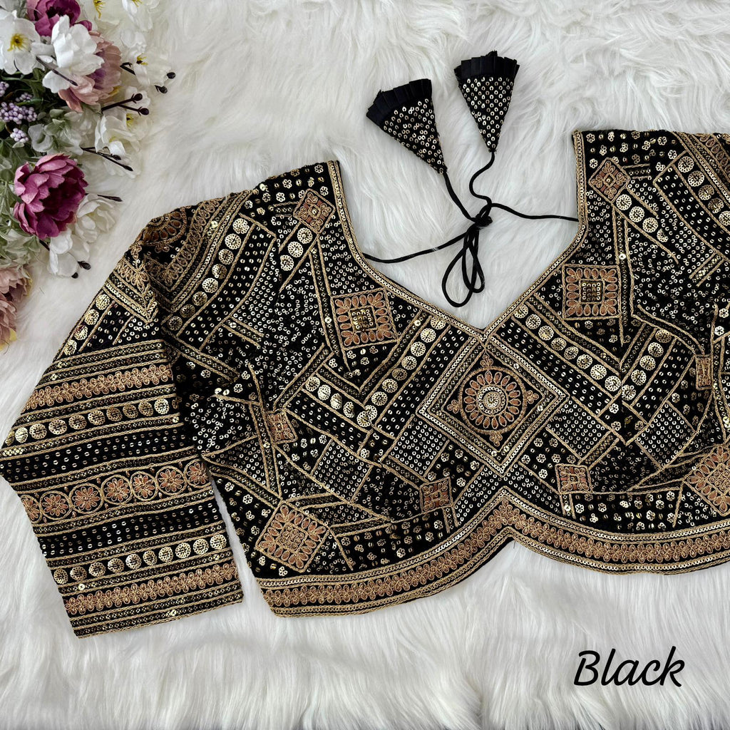 Beautiful Heavy 3/4th Long Sleeves Apple-Cut Bridal Blouse