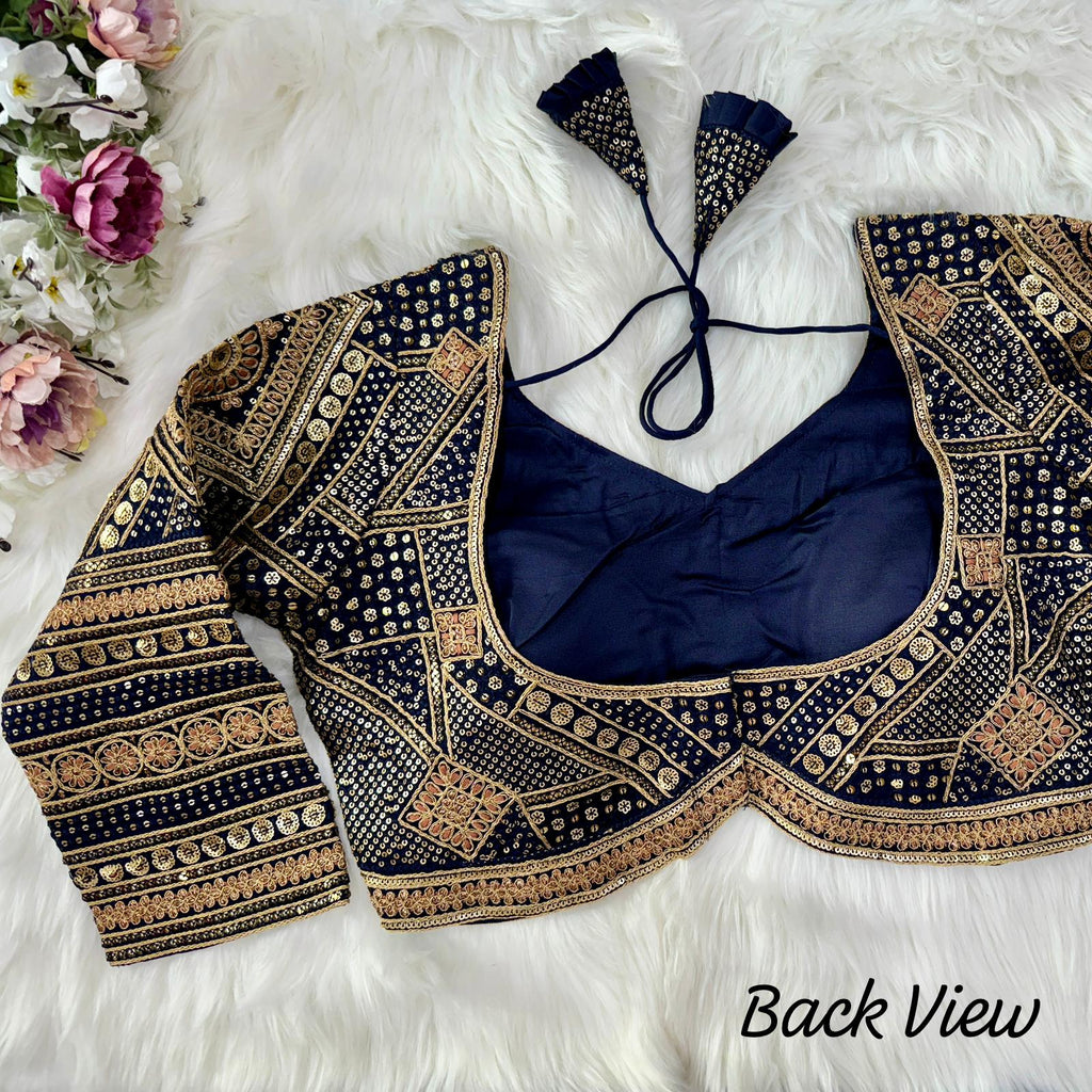 Beautiful Heavy 3/4th Long Sleeves Apple-Cut Bridal Blouse