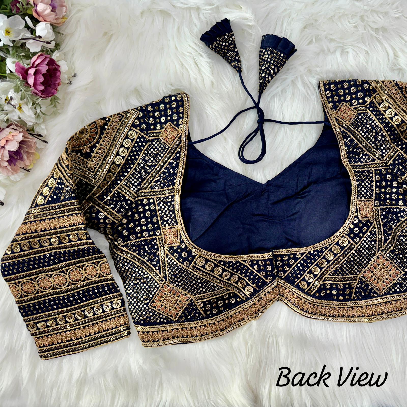 Beautiful Heavy 3/4th Long Sleeves Apple-Cut Bridal Blouse