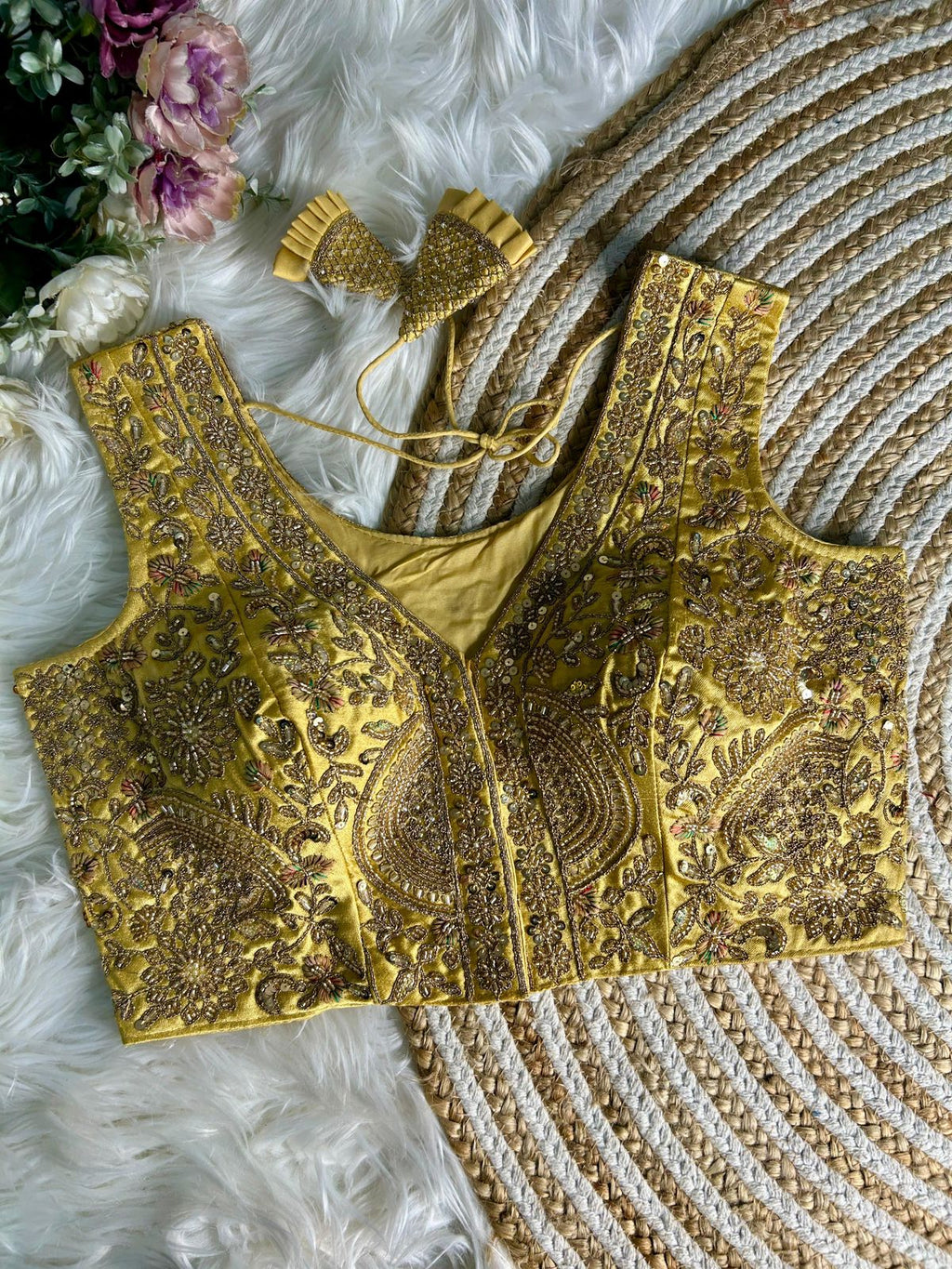 Fancy Bridal Blouse with Heavy Embroidery & Latkans in Italian Silk