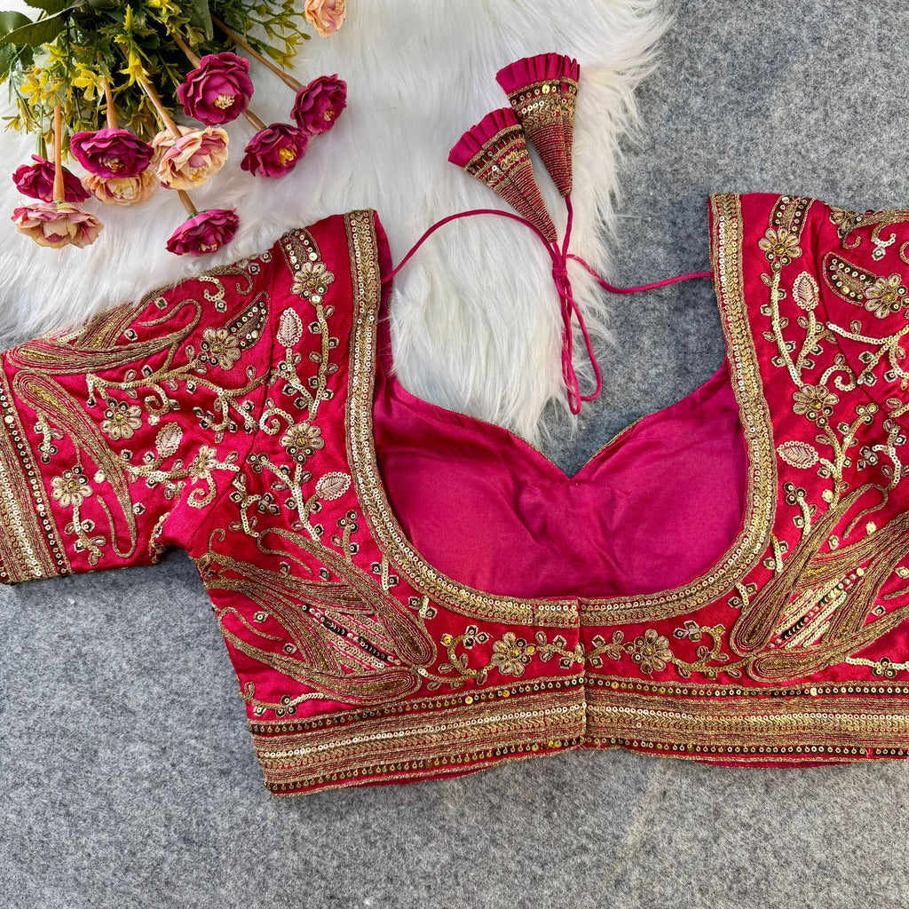 Beautiful Heavy Long Stitch Apple-Cut Codding Work Bridal Blouse