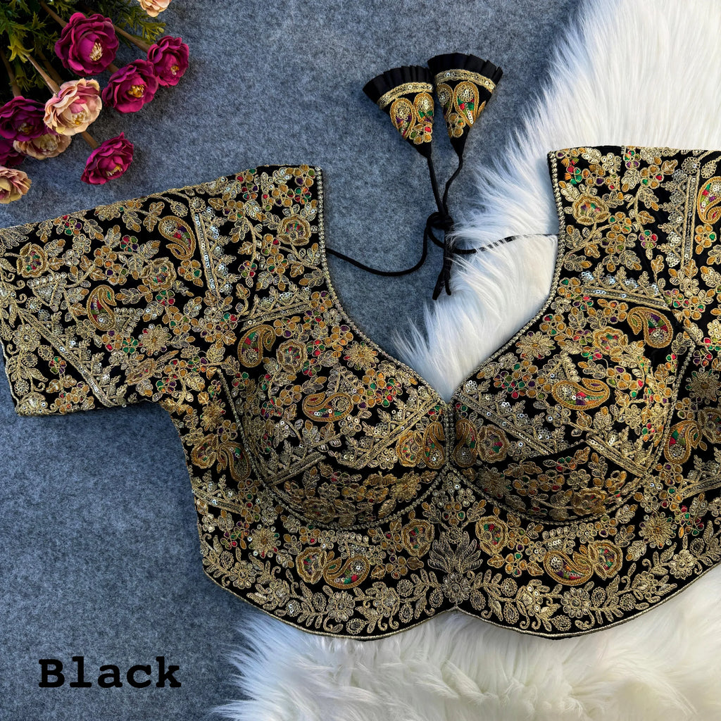 Luxury Apple-Cut Bridal Blouse with Heavy Embroidery & Sequins