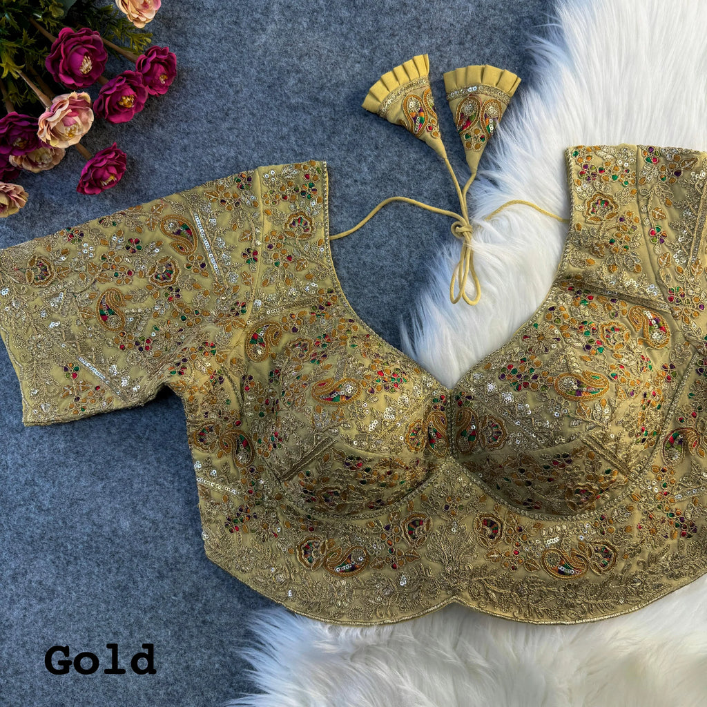 Luxury Apple-Cut Bridal Blouse with Heavy Embroidery & Sequins