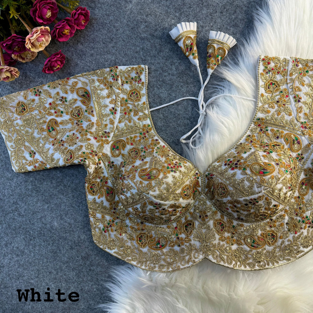 Luxury Apple-Cut Bridal Blouse with Heavy Embroidery & Sequins