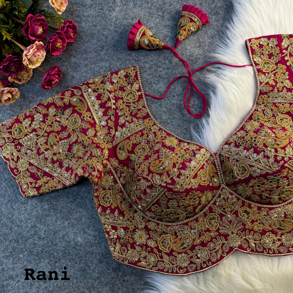 Luxury Apple-Cut Bridal Blouse with Heavy Embroidery & Sequins