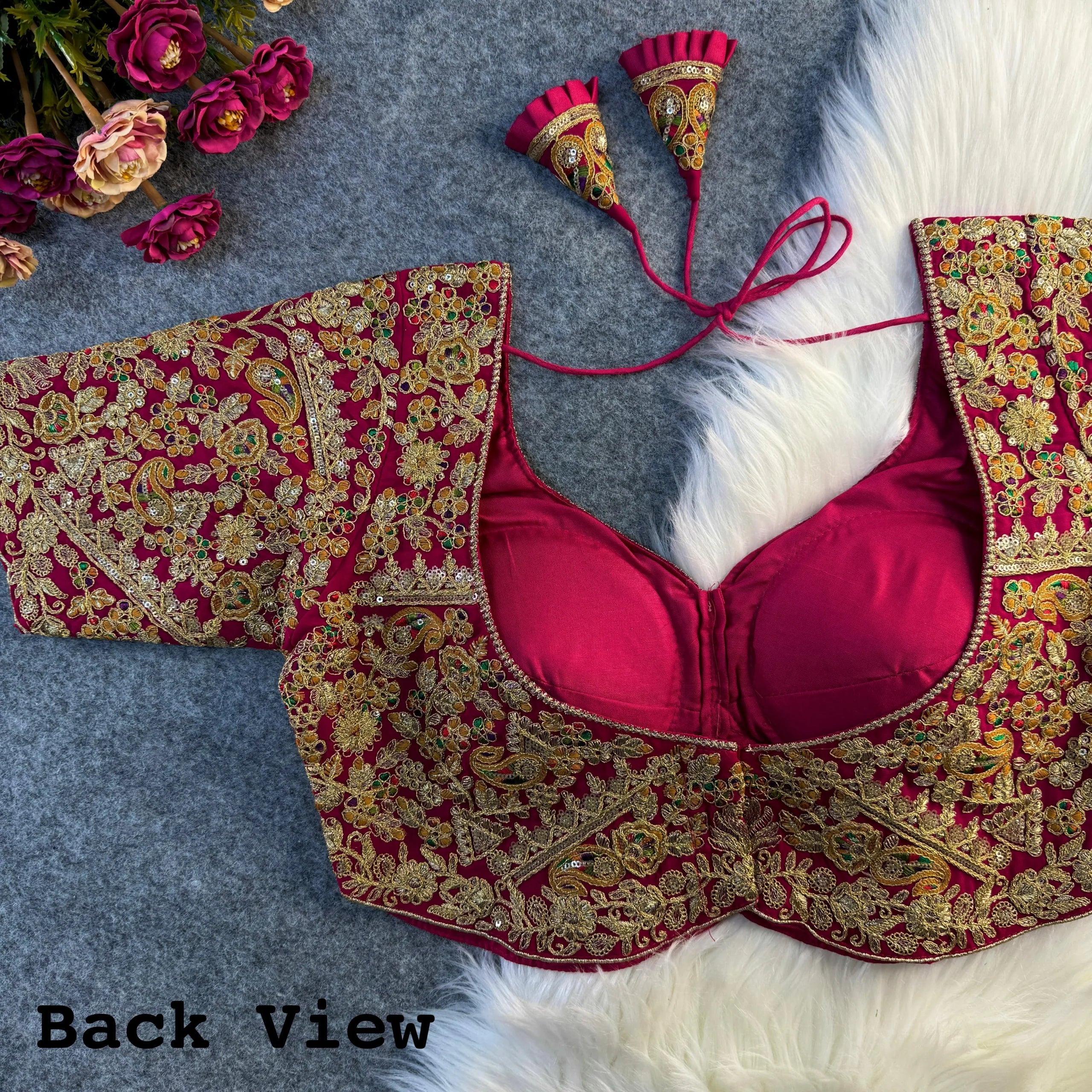 Luxury Apple-Cut Bridal Blouse with Heavy Embroidery & Sequins