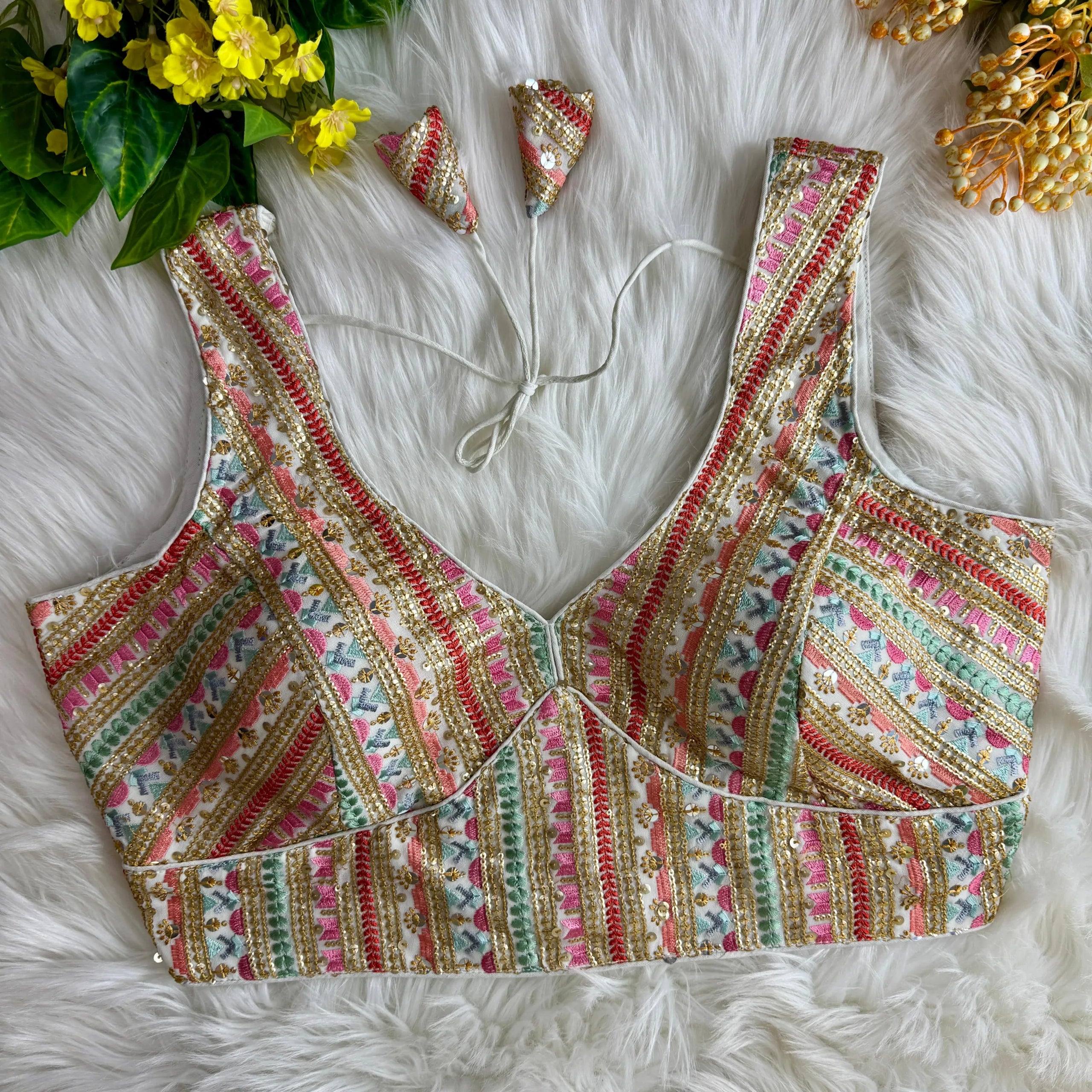 Elegant Fox Georgette Partywear Thread Embroidery Blouse