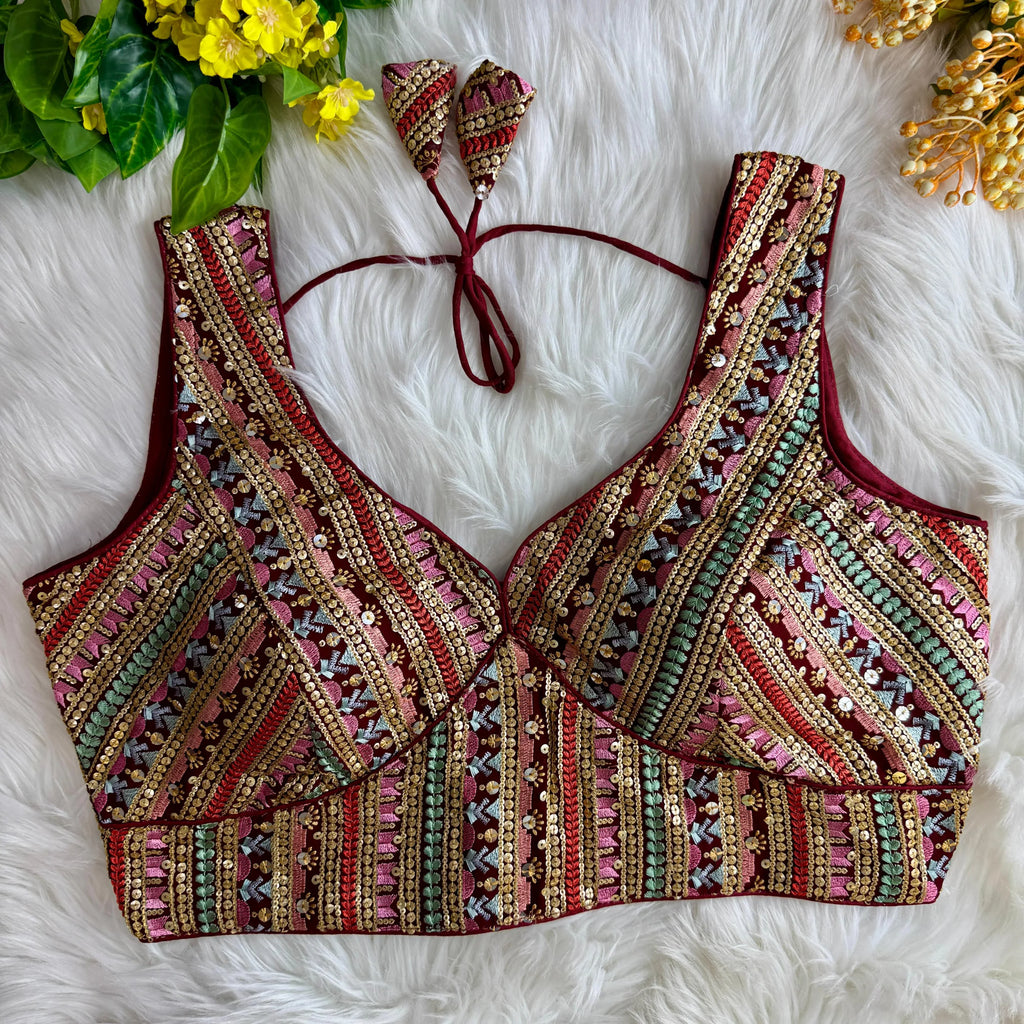 Elegant Fox Georgette Partywear Thread Embroidery Blouse