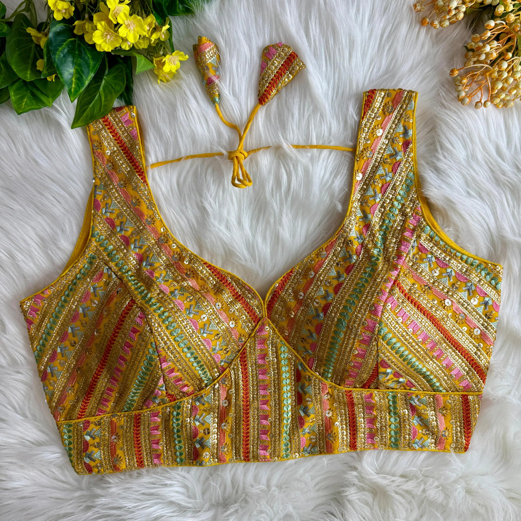 Elegant Fox Georgette Partywear Thread Embroidery Blouse