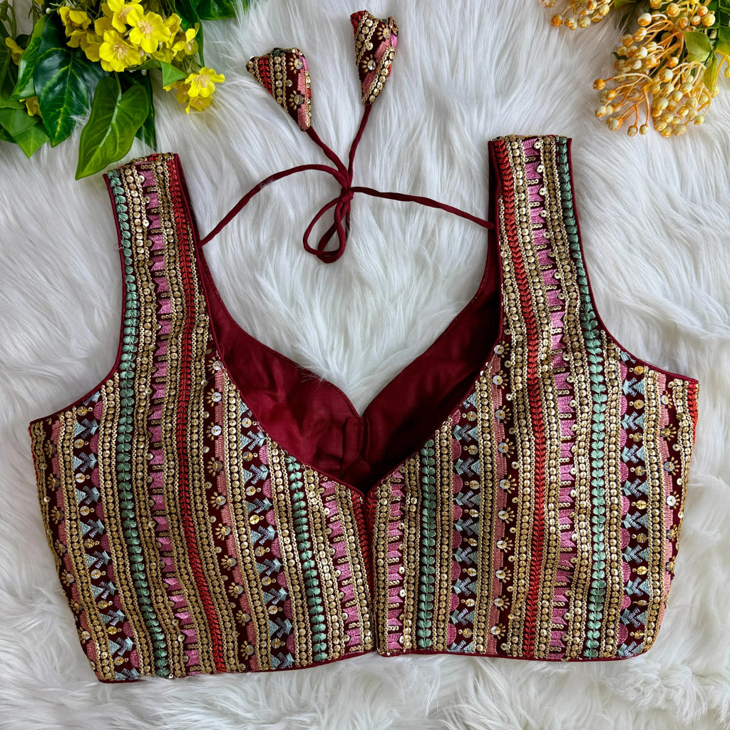 Elegant Fox Georgette Partywear Thread Embroidery Blouse