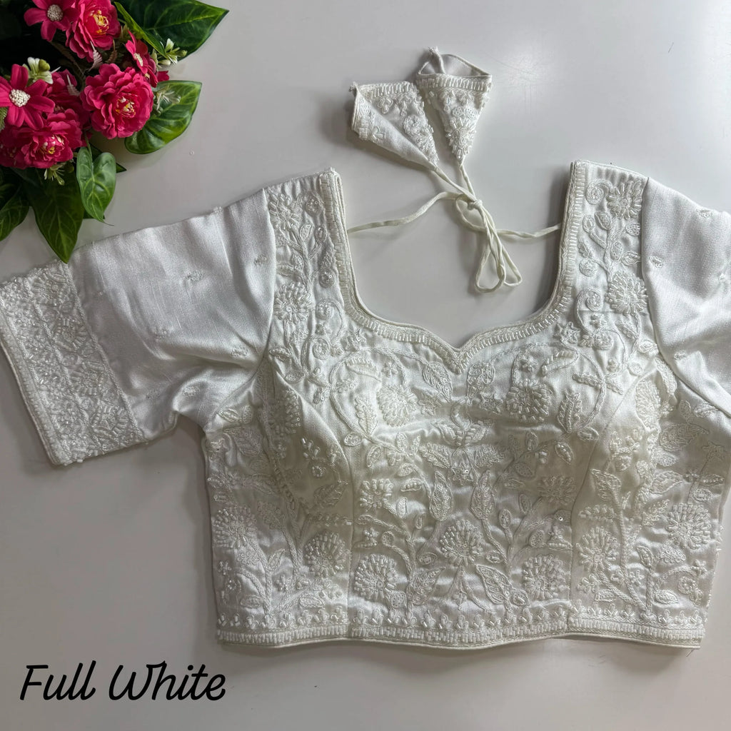 Bridal Cosmos Silk Blouse with Heavy Stars & Beads Hand Work