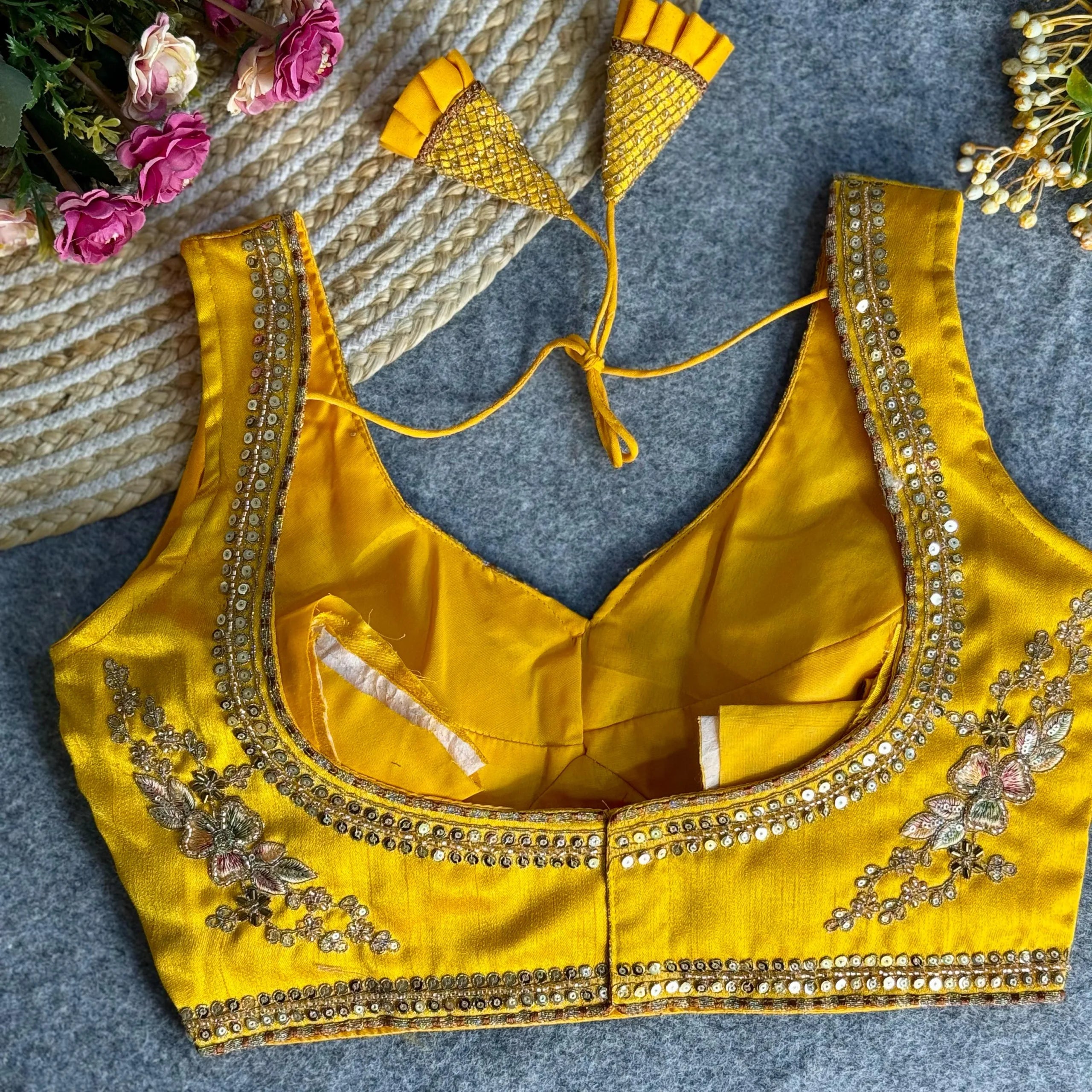 Beautiful Heavy Stars & Beads Work Sabyasachi Neck Bridal Blouse