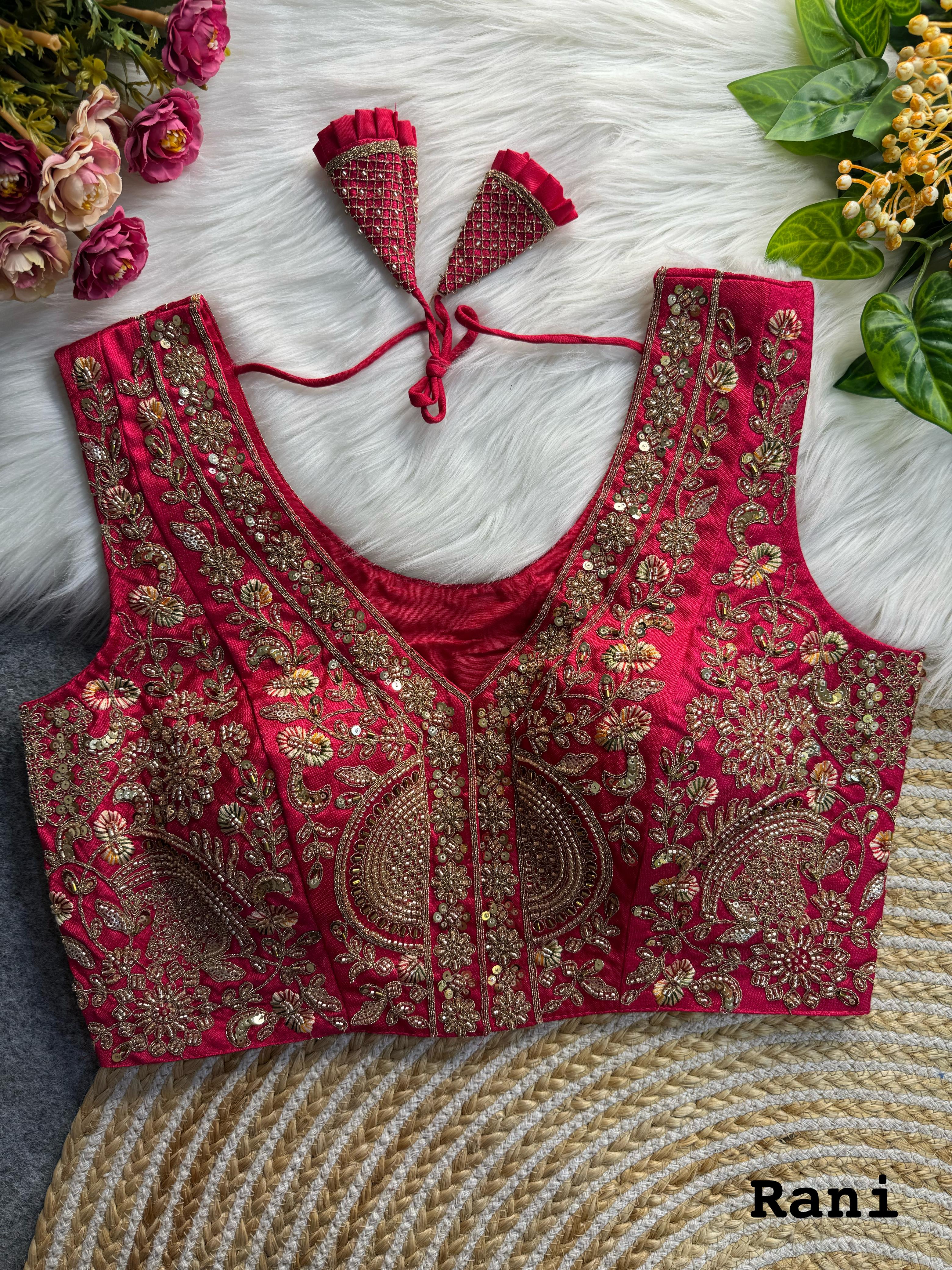 BEAUTIFUL HEAVY HANDWORK “V” NEACK BRIDAL BLOUSE