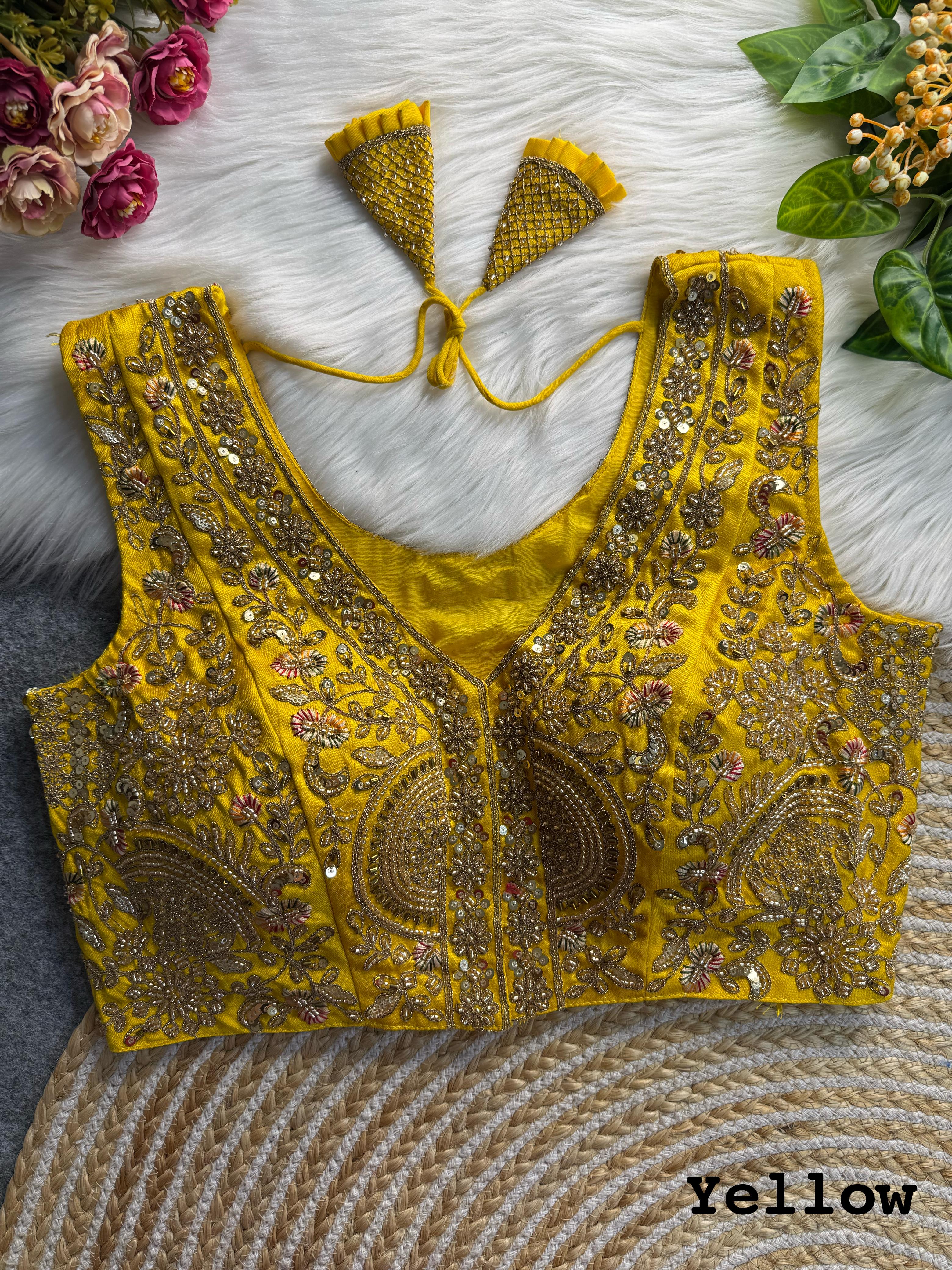 BEAUTIFUL HEAVY HANDWORK “V” NEACK BRIDAL BLOUSE