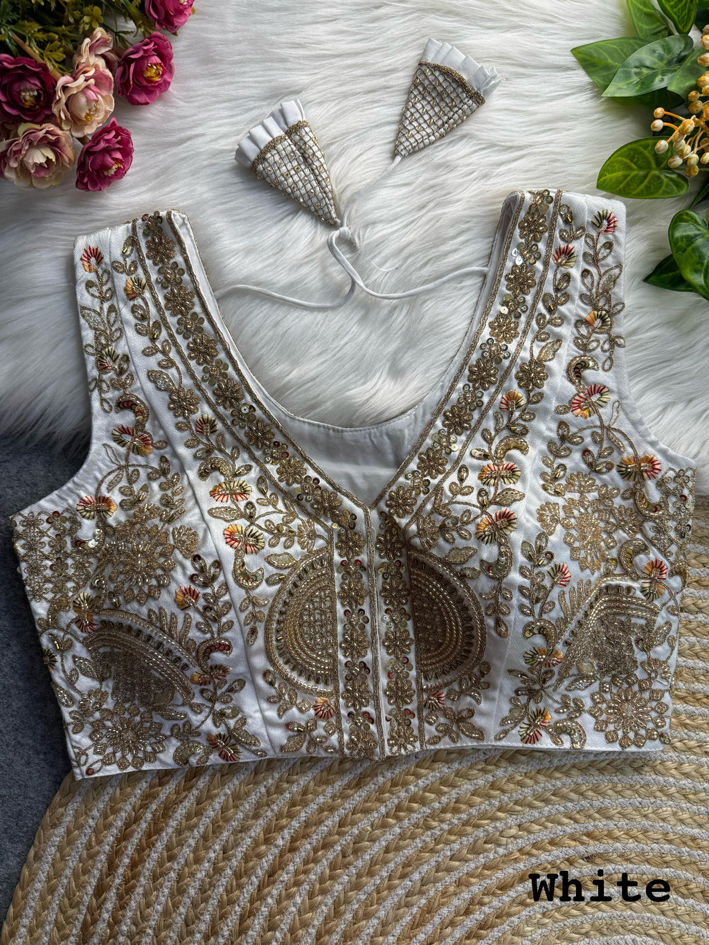 BEAUTIFUL HEAVY HANDWORK “V” NEACK BRIDAL BLOUSE