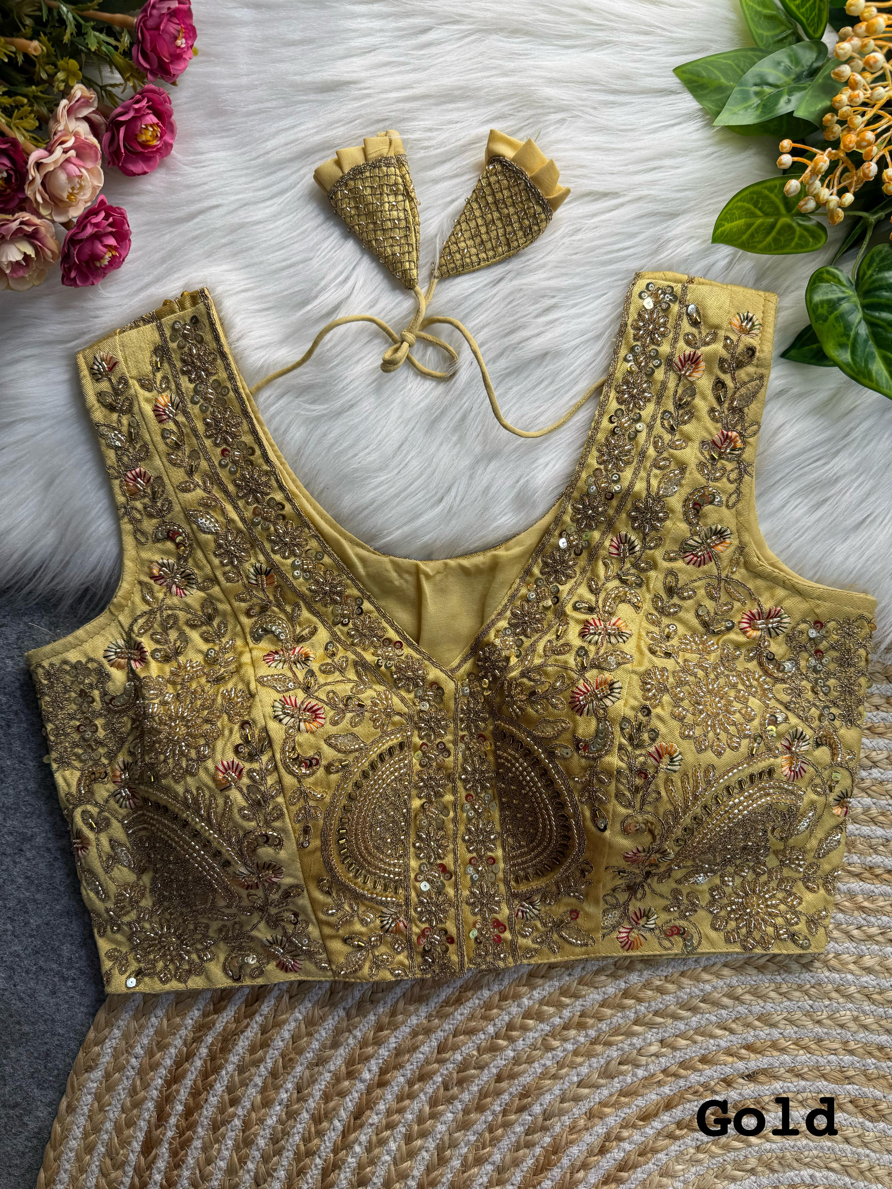 BEAUTIFUL HEAVY HANDWORK “V” NEACK BRIDAL BLOUSE