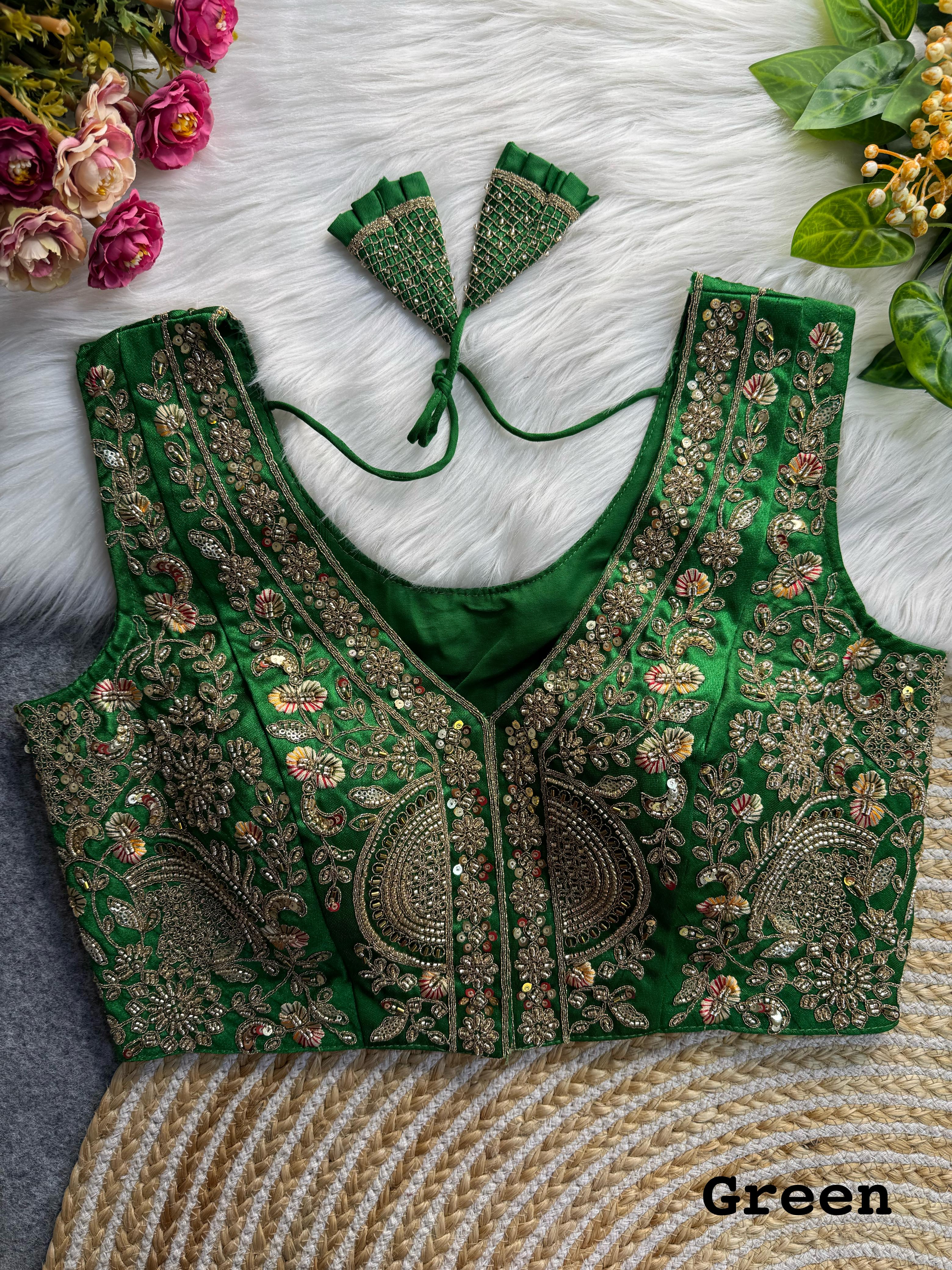 BEAUTIFUL HEAVY HANDWORK “V” NEACK BRIDAL BLOUSE