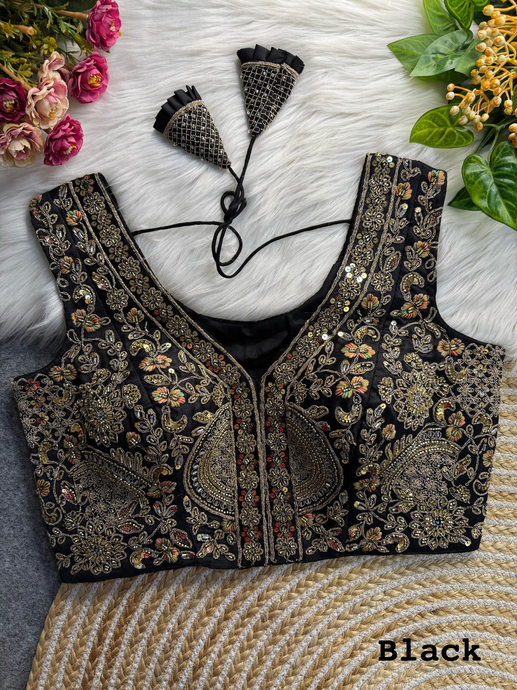 BEAUTIFUL HEAVY HANDWORK “V” NEACK BRIDAL BLOUSE