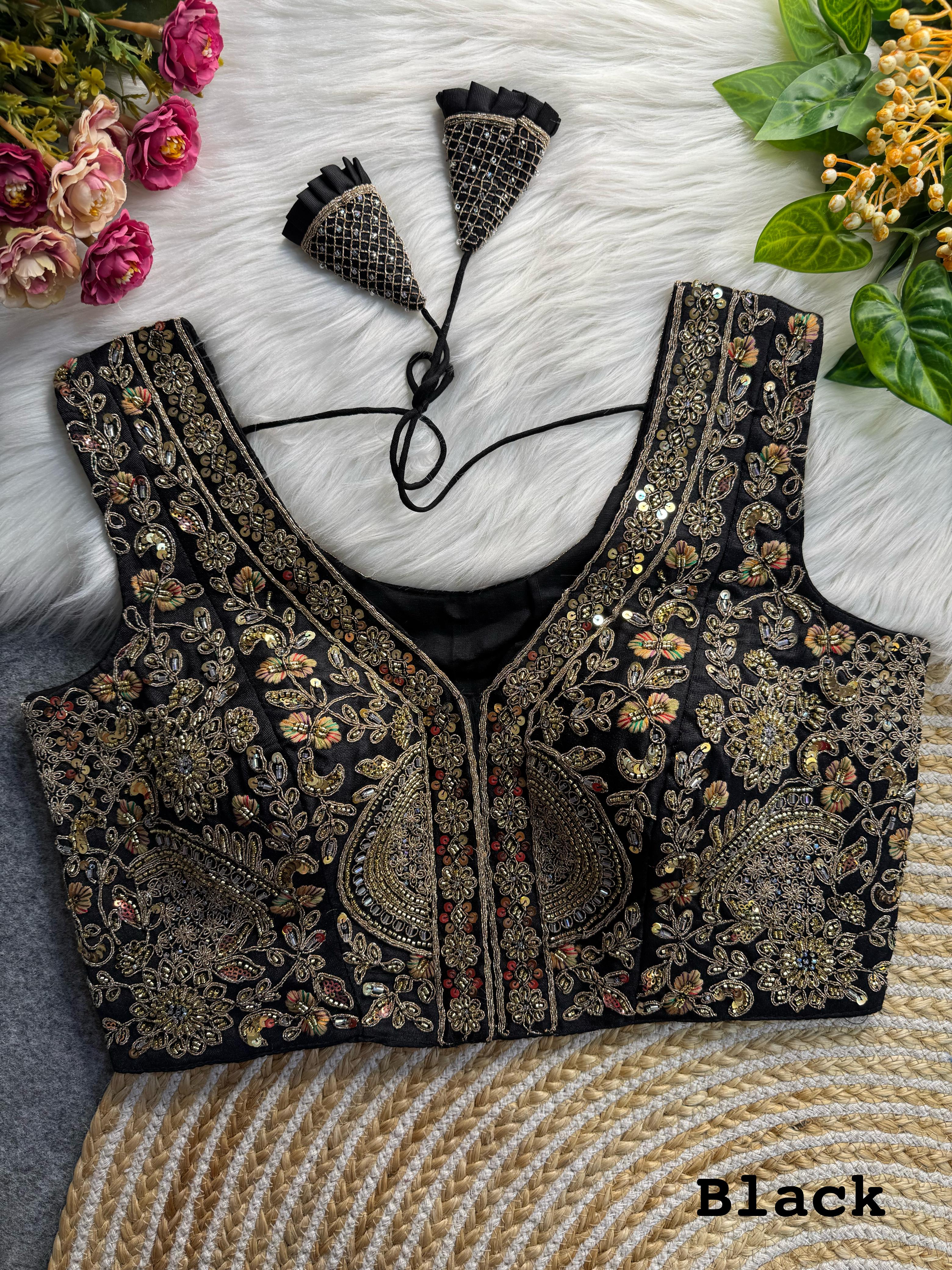 BEAUTIFUL HEAVY HANDWORK “V” NEACK BRIDAL BLOUSE