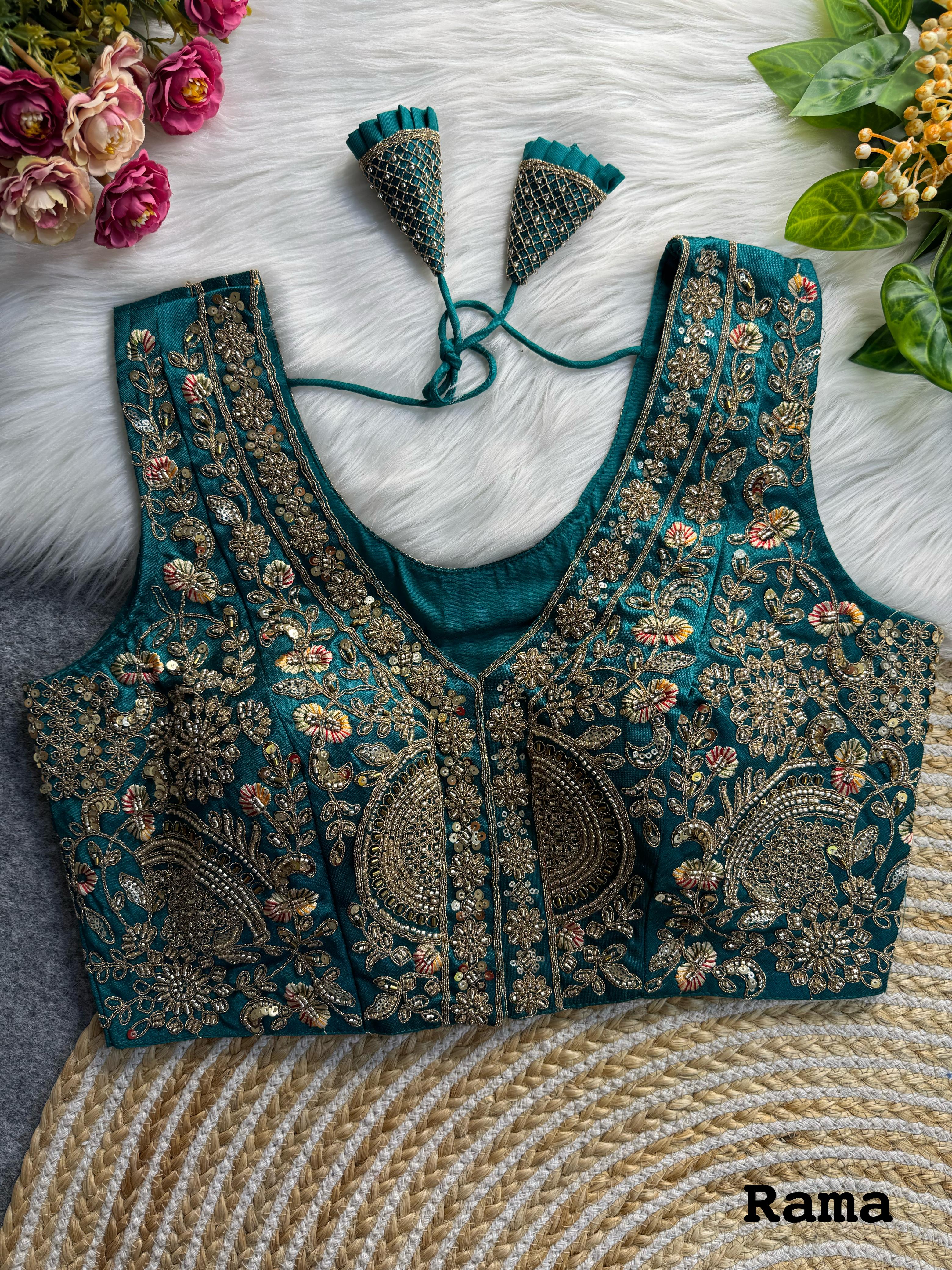 BEAUTIFUL HEAVY HANDWORK “V” NEACK BRIDAL BLOUSE