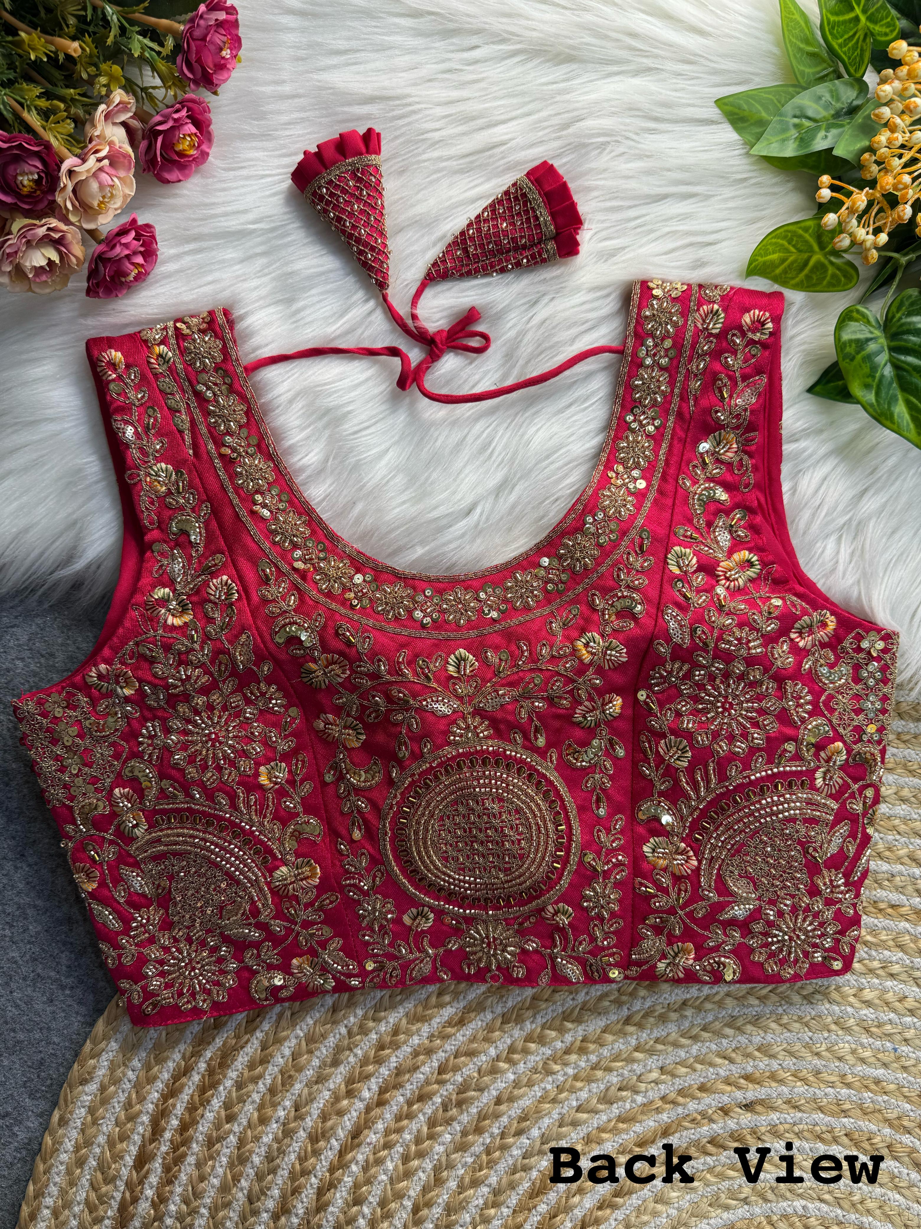 BEAUTIFUL HEAVY HANDWORK “V” NEACK BRIDAL BLOUSE