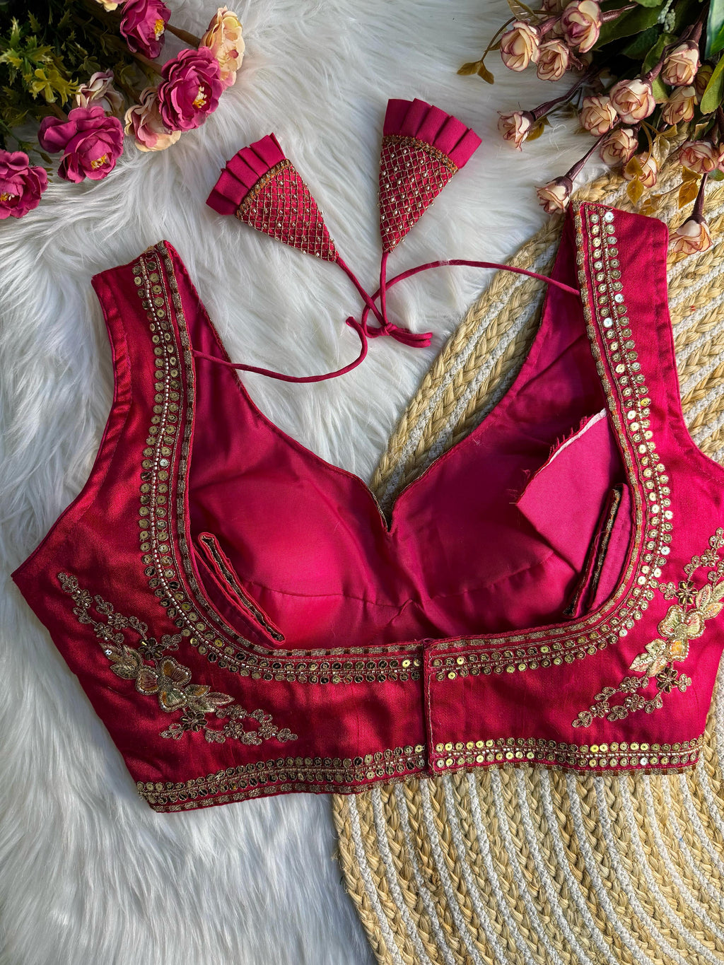 BEAUTIFUL HEAVY STARS & BEADS WORK  SABYASACHI NEACK BRIDAL BLOUSE