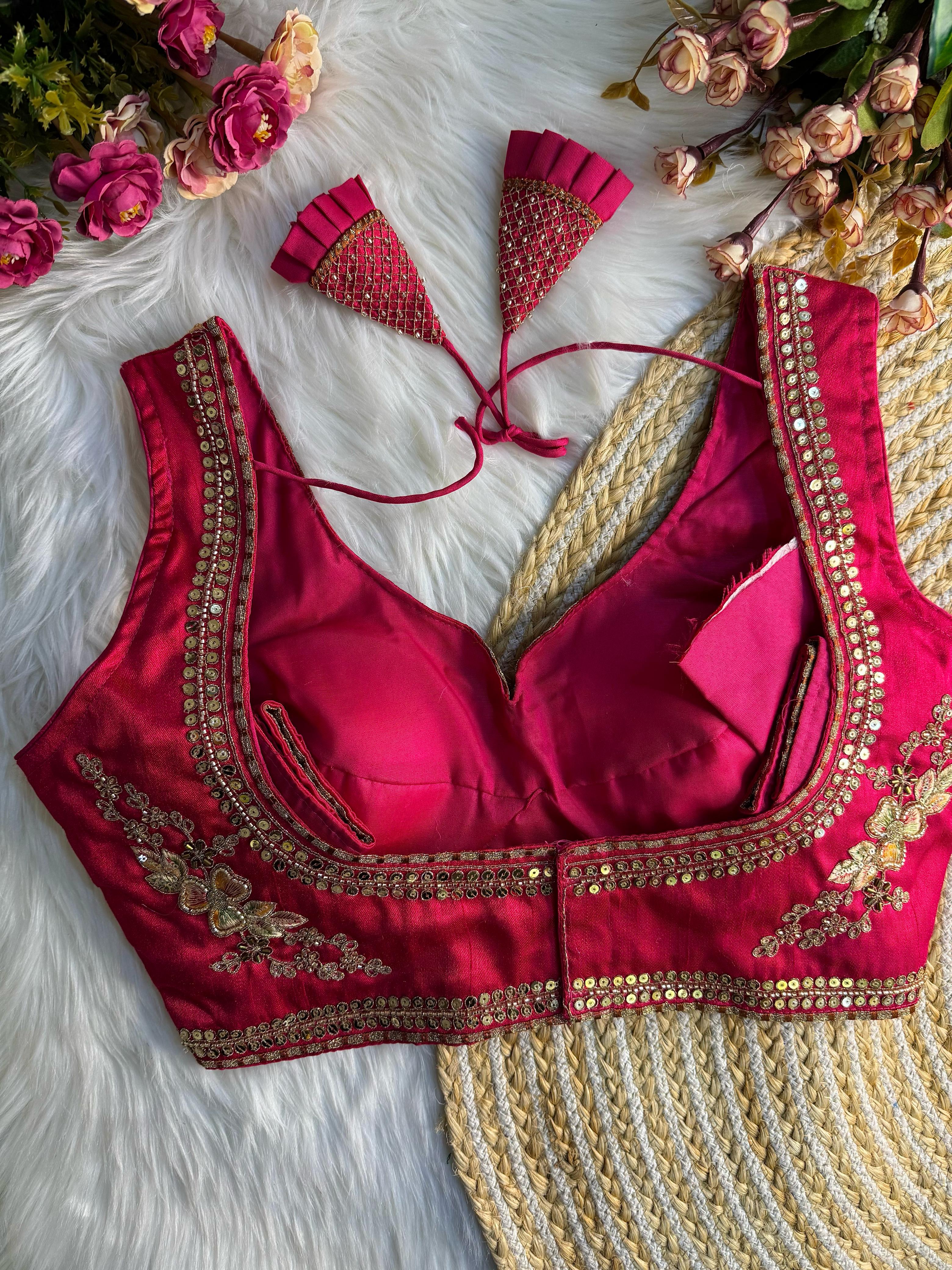 BEAUTIFUL HEAVY STARS & BEADS WORK  SABYASACHI NEACK BRIDAL BLOUSE