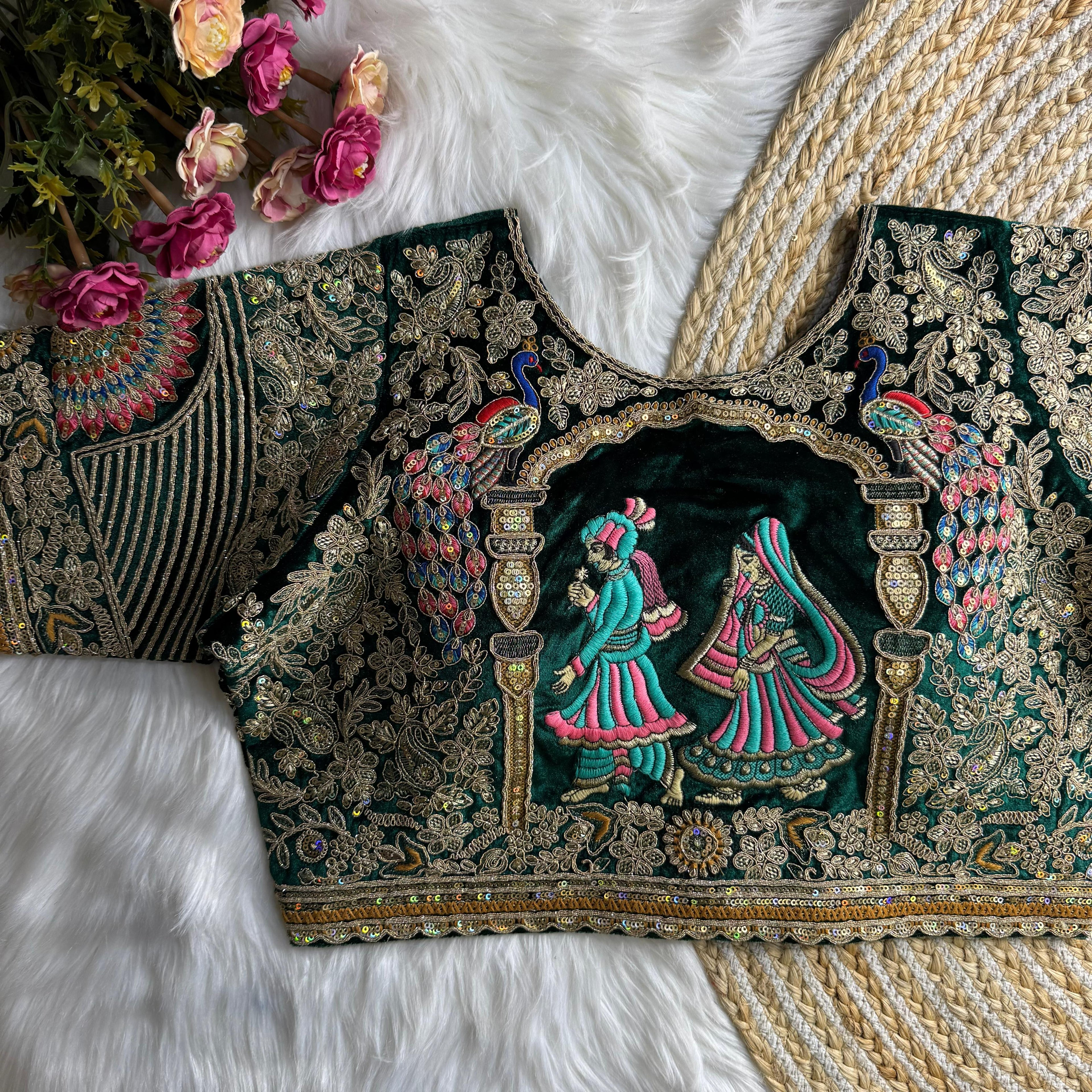 NEW BEAUTIFUL HEAVY STITCH DULHA DULHAN WORK WEDDING BLOUSE