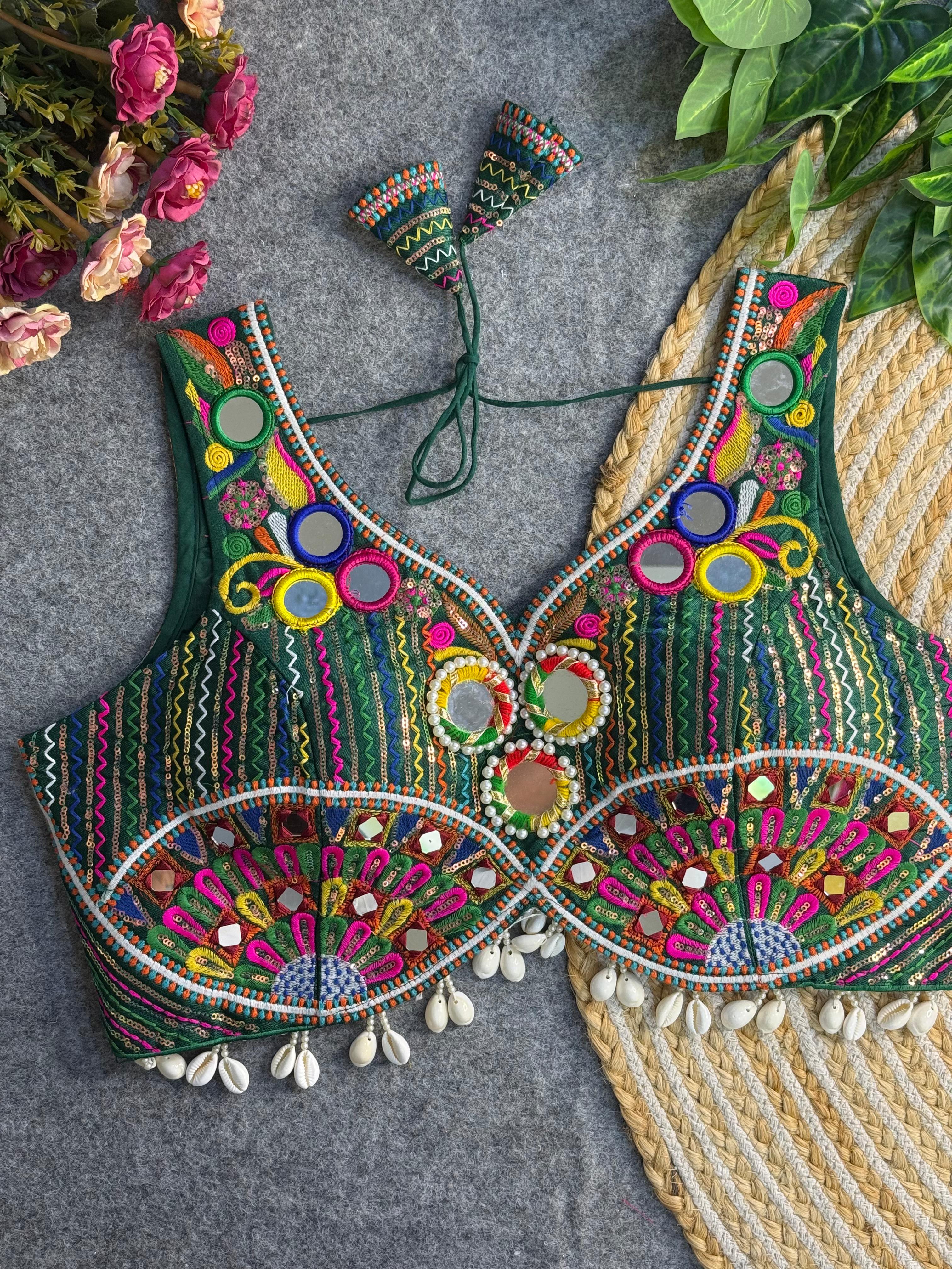 New Handwork Real Mirror+Multi Work Navratri Special Blouse