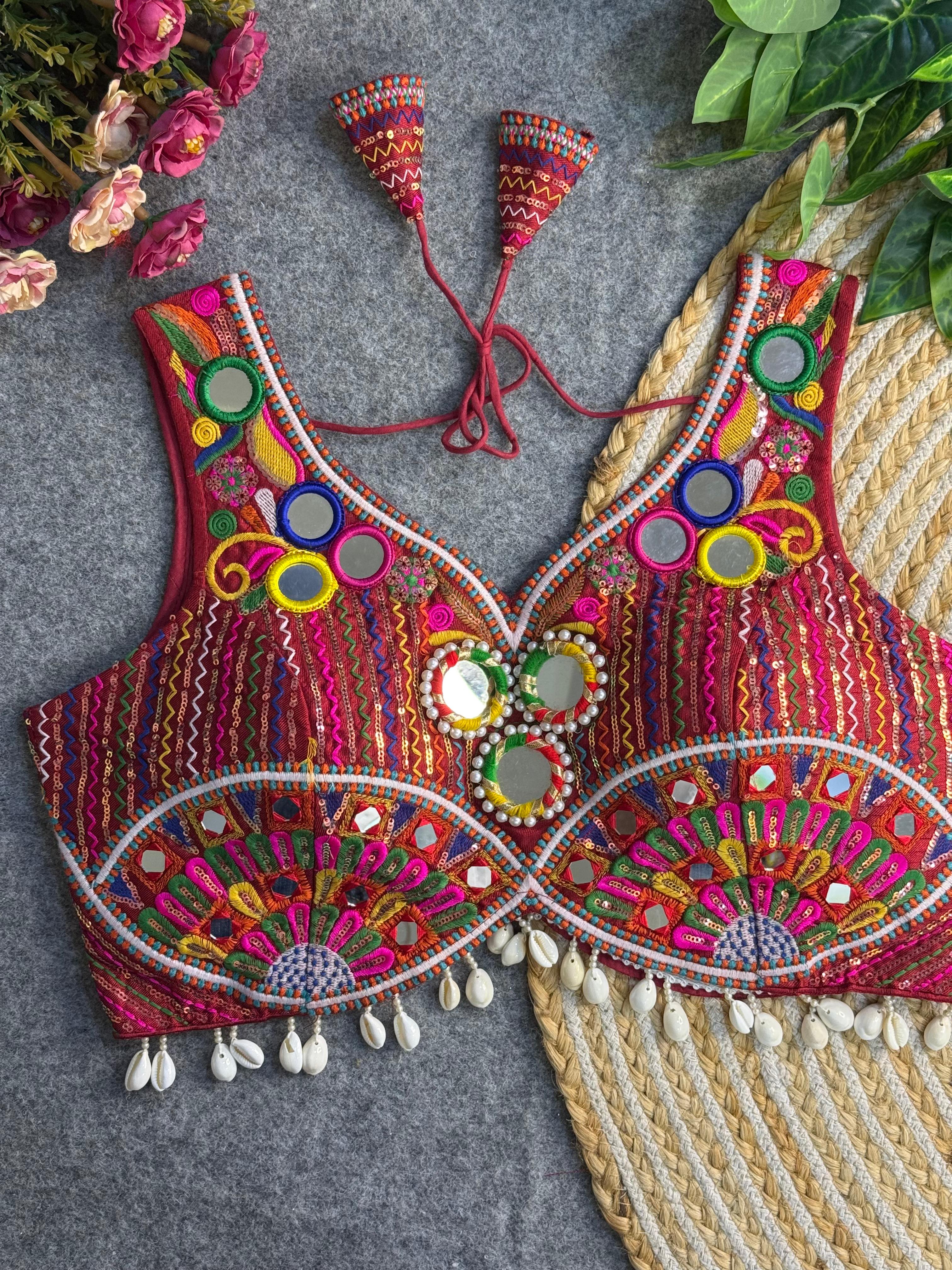 New Handwork Real Mirror+Multi Work Navratri Special Blouse