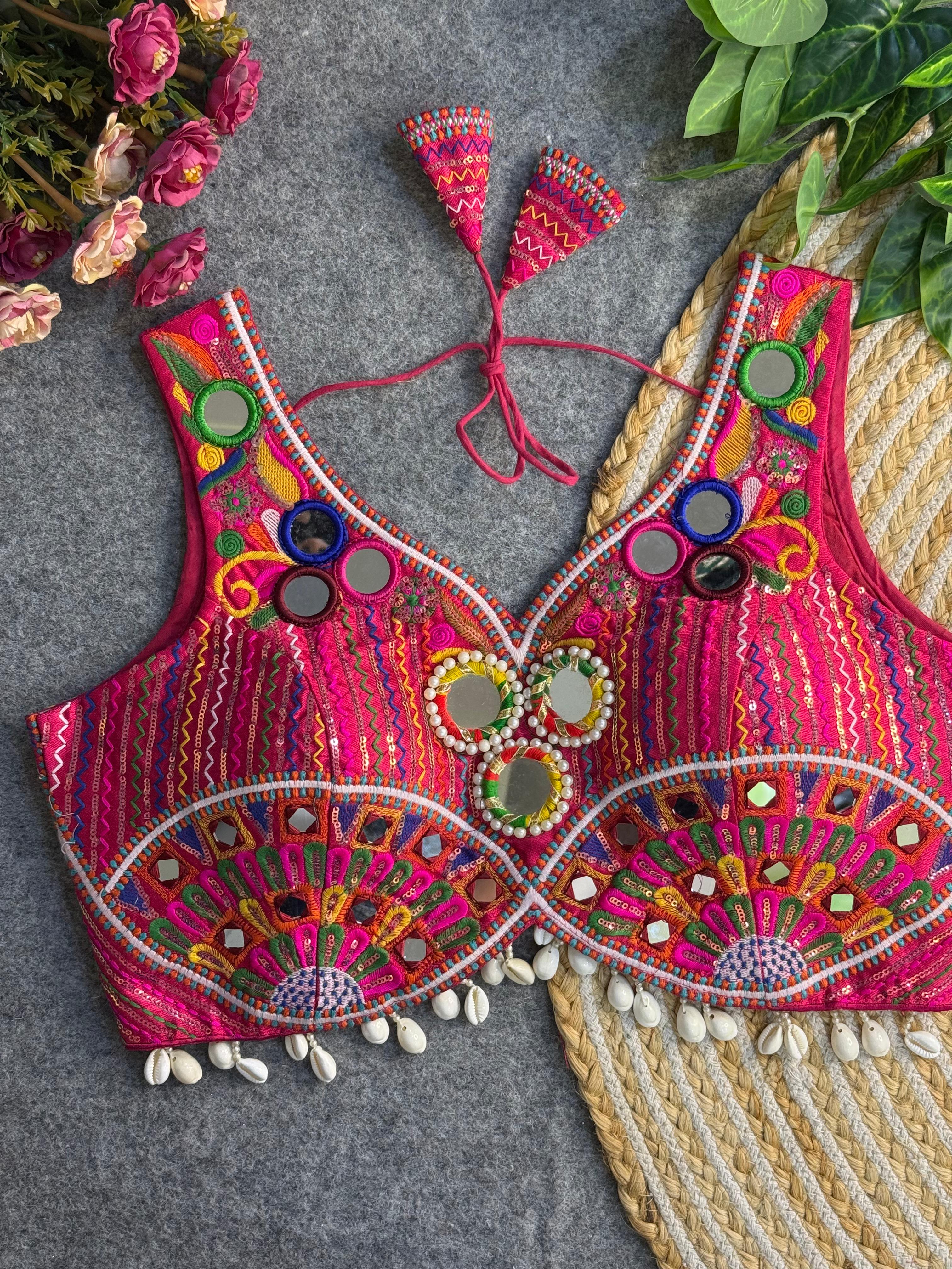 New Handwork Real Mirror+Multi Work Navratri Special Blouse