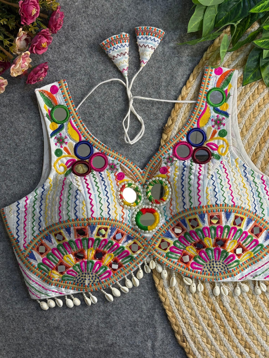 New Handwork Real Mirror+Multi Work Navratri Special Blouse