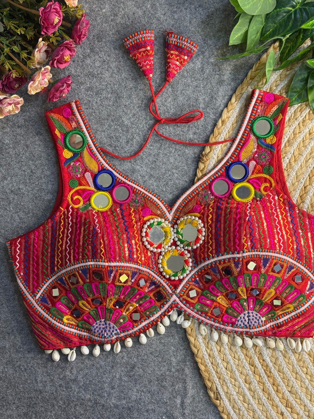 New Handwork Real Mirror+Multi Work Navratri Special Blouse