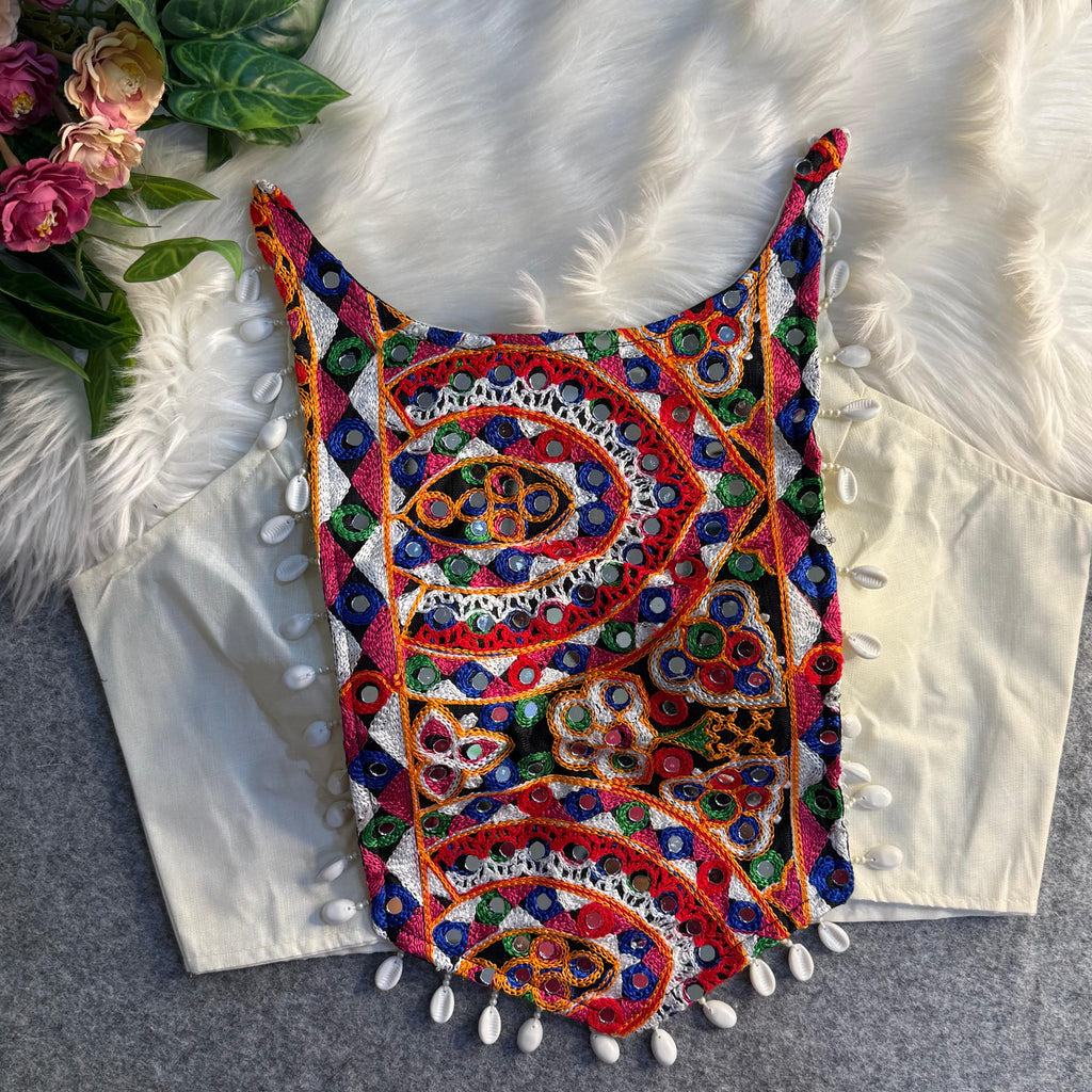 SPAGHETTI STYLE REAL SHELL BLOUSE WORK